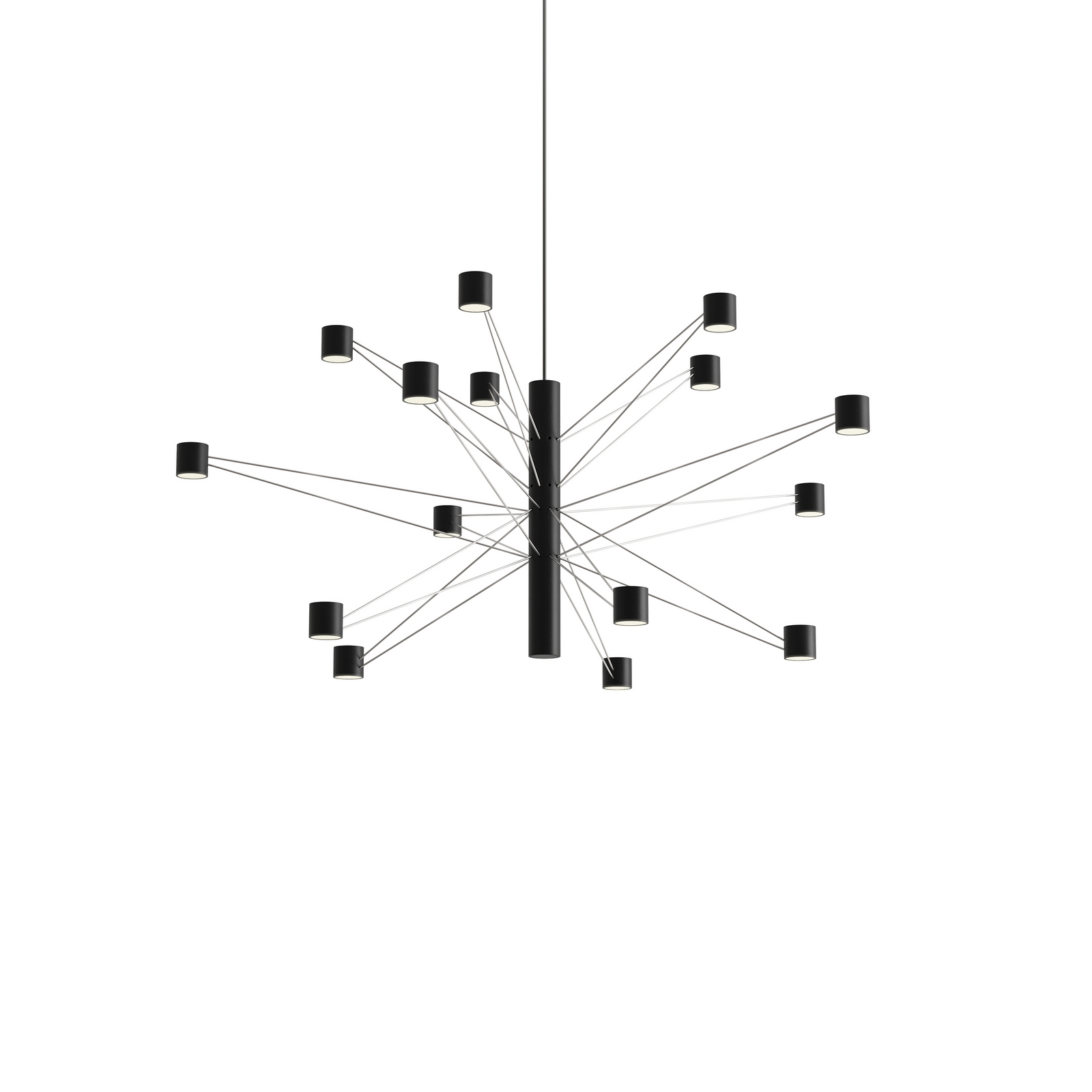 kdln LED závěsné světlo POLAR 15.2, Ø 93 cm, černé 15-flg. stmívatelné