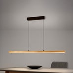 LED-Pendellampe Shine-Wood, Länge 141 cm, Eiche/schwarz CCT