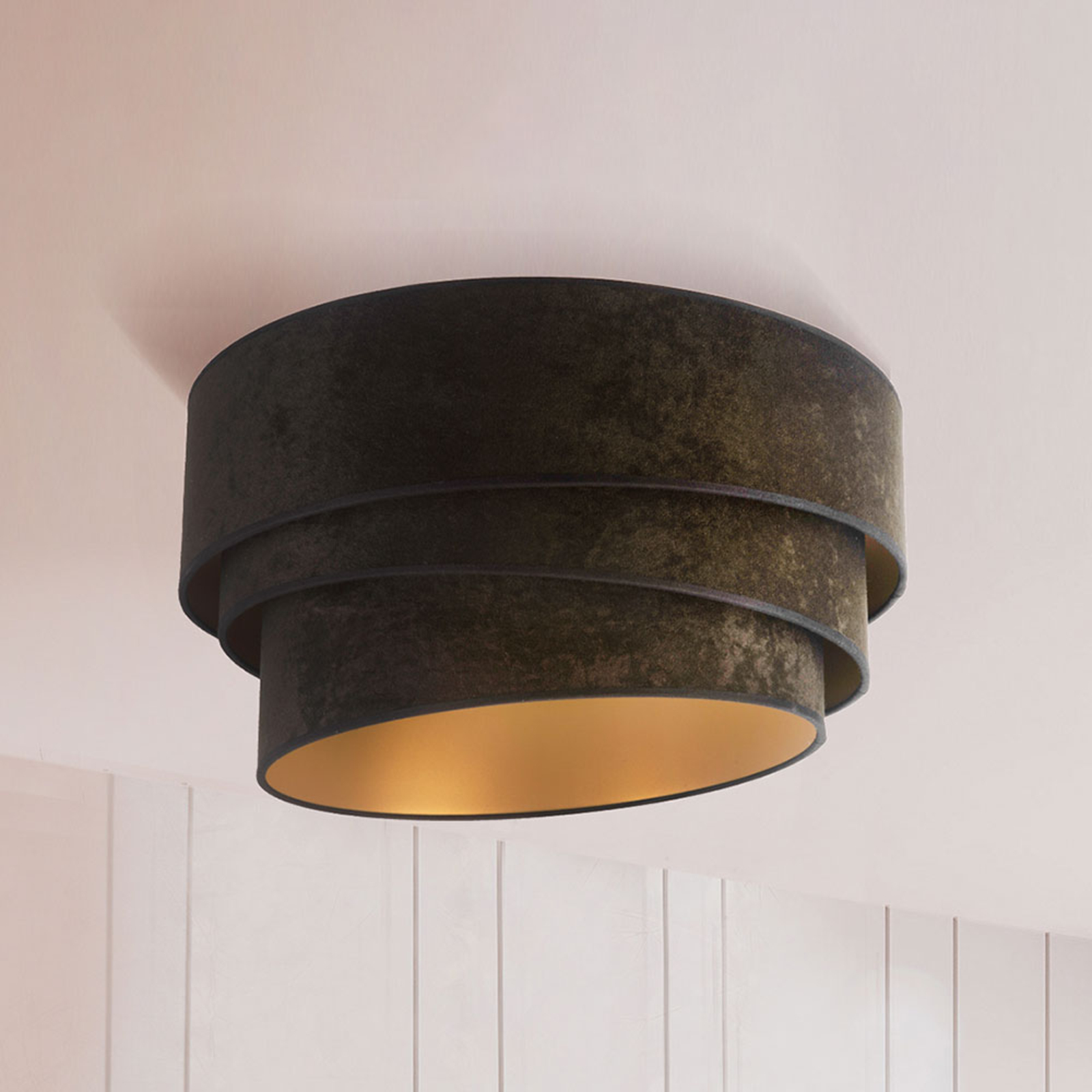 Deckenleuchte Devon, schwarz/gold Ø45cm