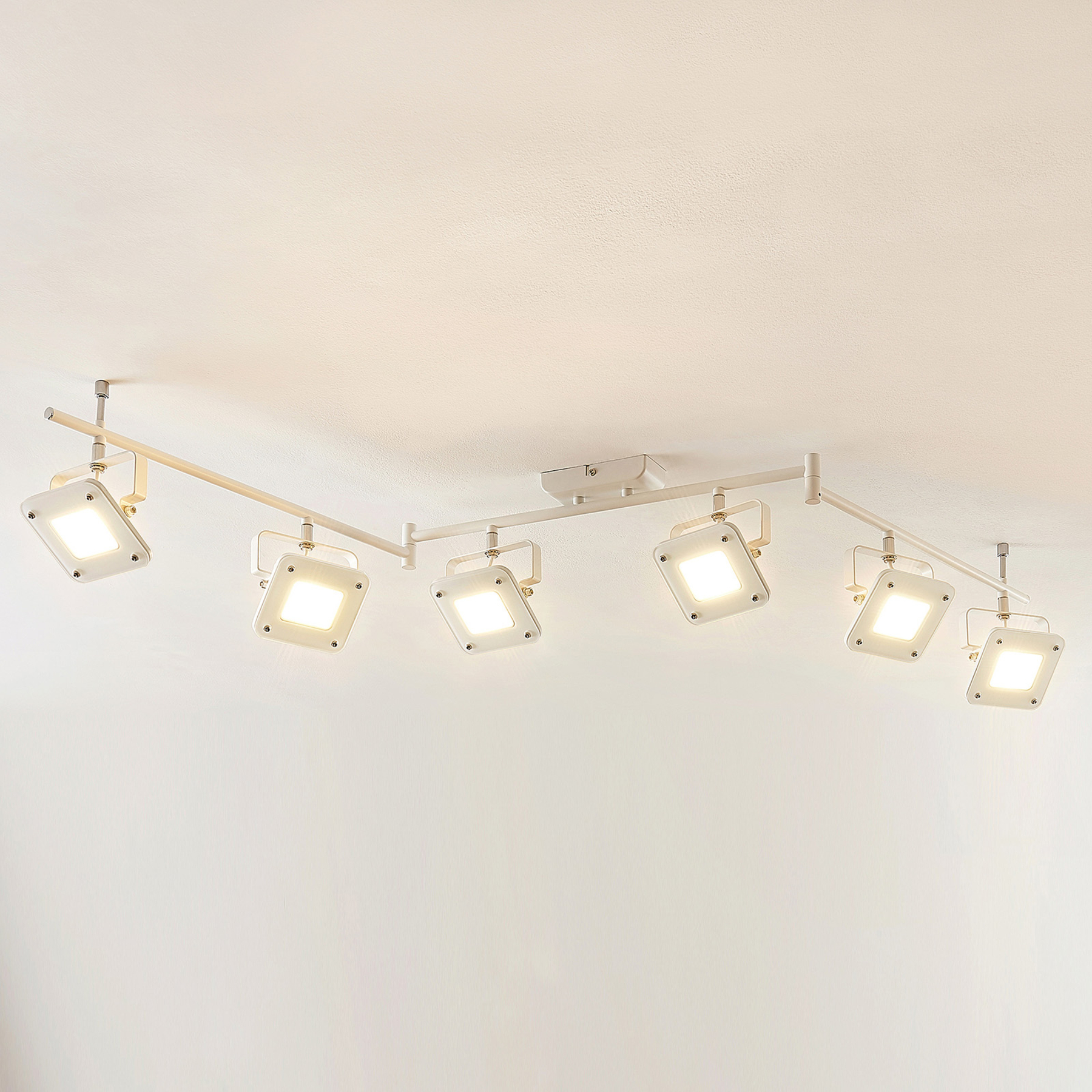 Arcchio Juliana LED ceiling spotlight, dimmable, six-bulb, for Living / Dining Room, aluminium, metal, glass, 10 W, energy efficiency: A+, L: 150 cm, W: 12.4 cm, H: 19.7 cm