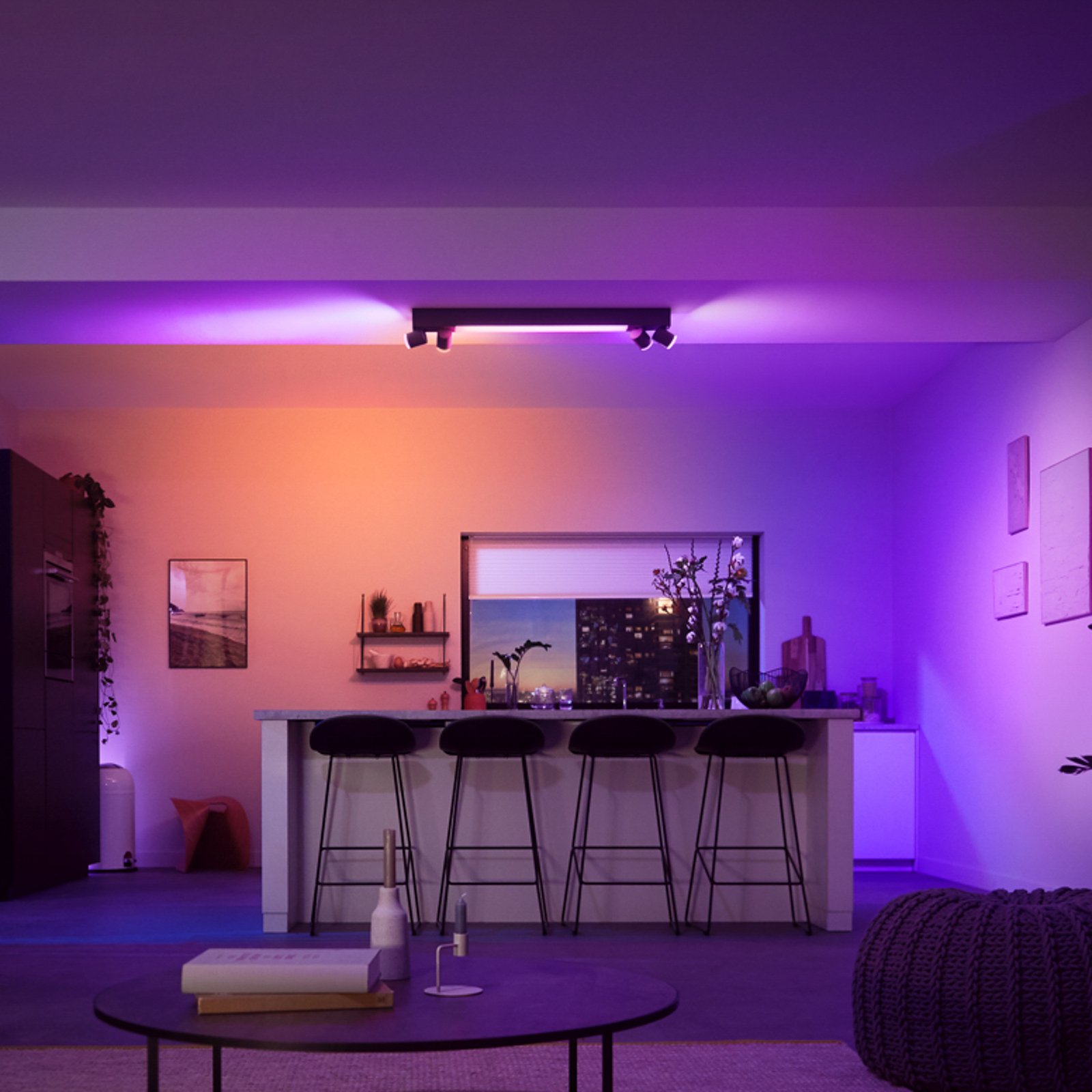 Philips Hue downlight LED Centris negro de 4 luces RGB CCT