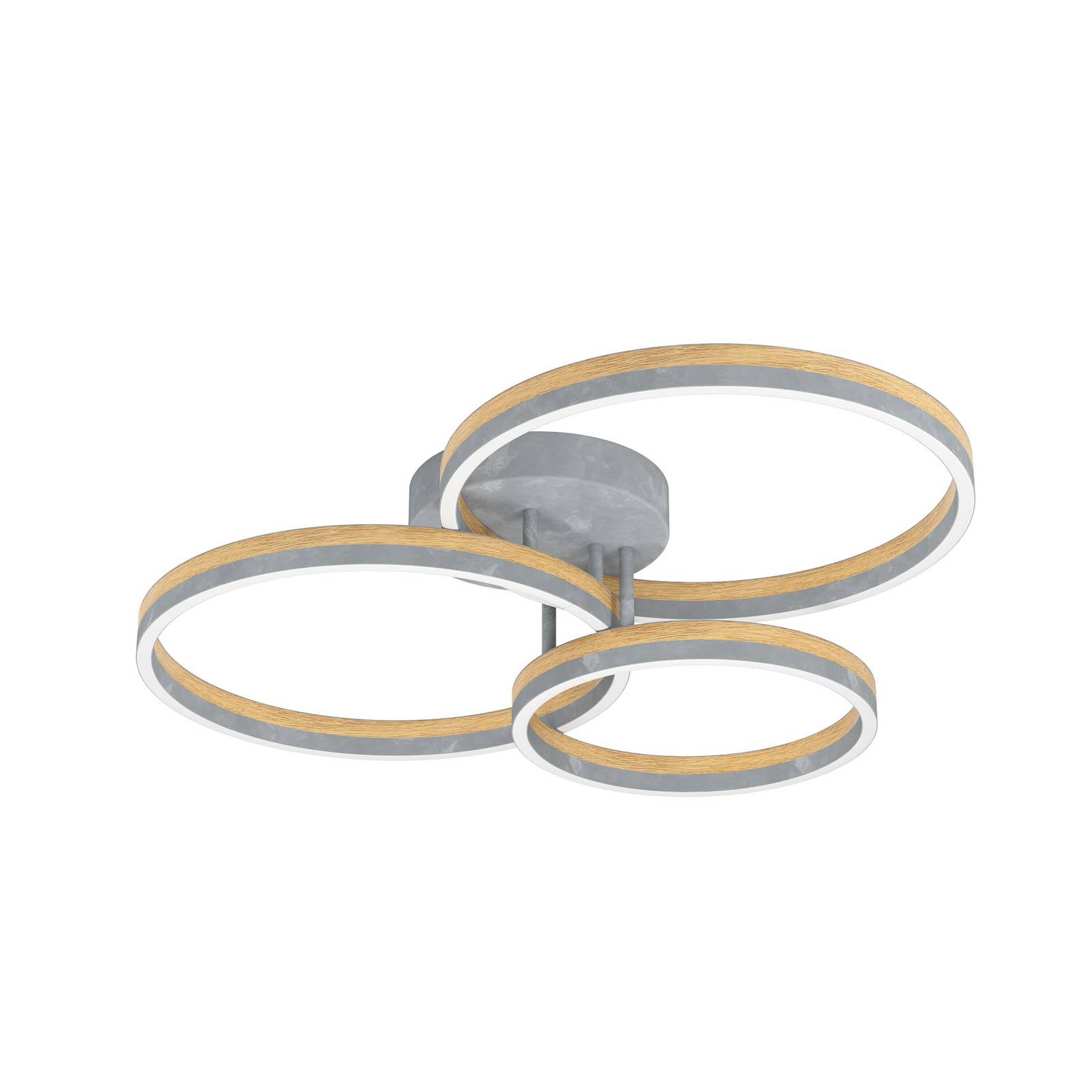 Eglo - led Deckenlampe Cadinaro dimmbare Deckenleuchte mit 3 Ringen Wohnzimmer Deckenbeleuchtung Wohnzimmerlampe aus Metall in Beton-Optik und