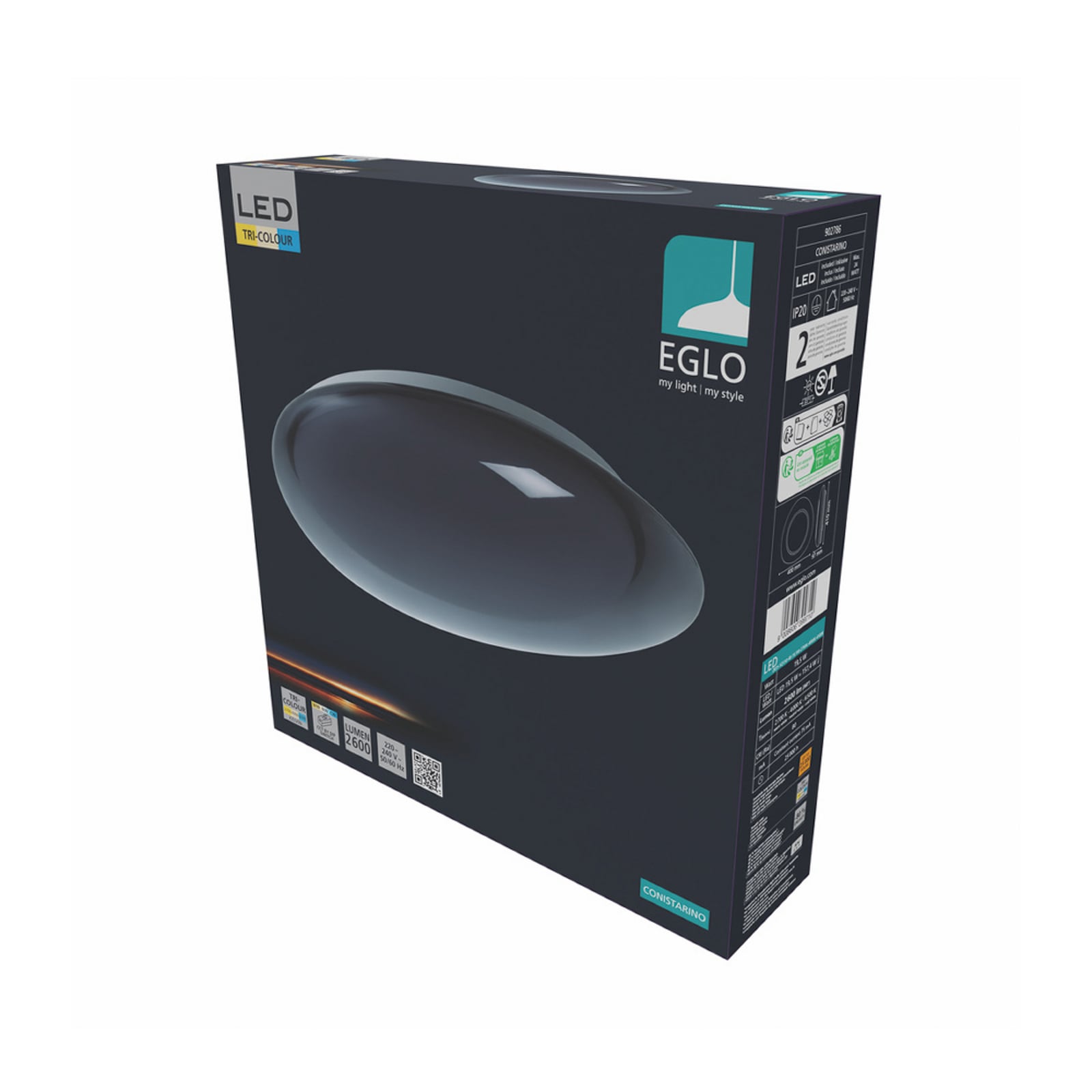 Plafonnier LED EGLO CONISTARINO, gris fumé, Ø 40 cm, CCT Plafonnier LED EGLO CONISTARINO, gris fumé, Ø 40 cm, CCT