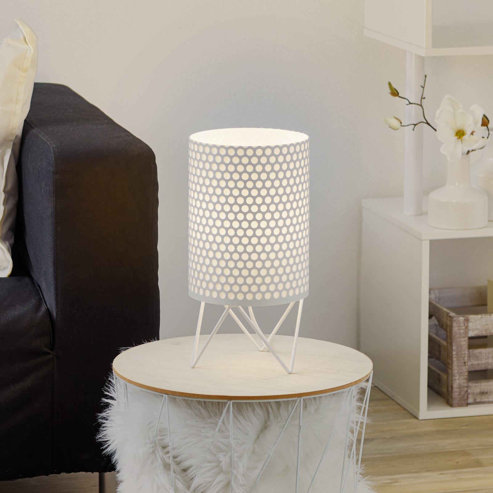 GUBI Pedrera ABC table lamp, white, for Living / Dining Room, metal, E27, 42 W, energy efficiency: A++, H: 35.5 cm
