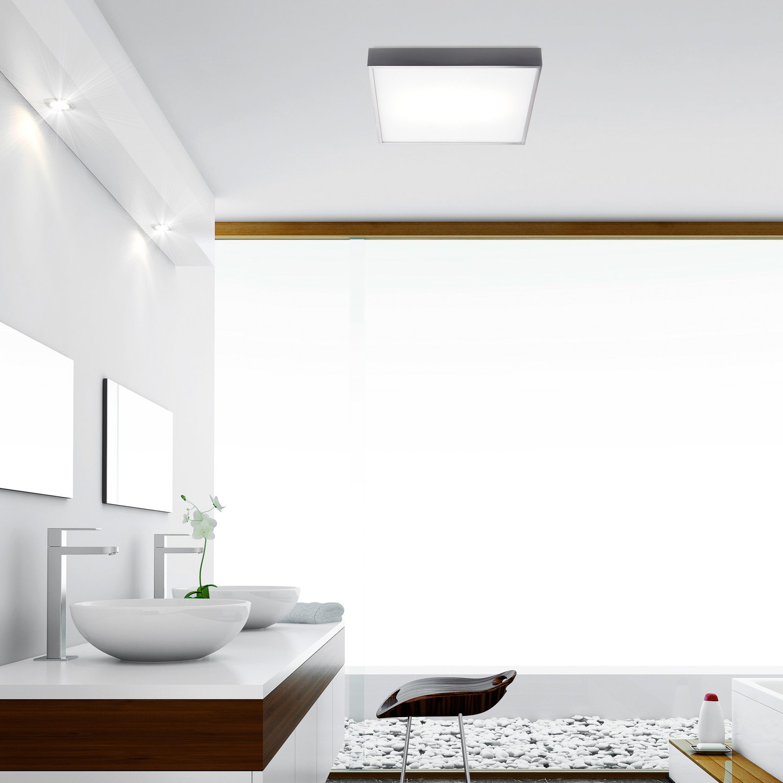 Apolo ceiling light, IP44, 50 cm, chrome