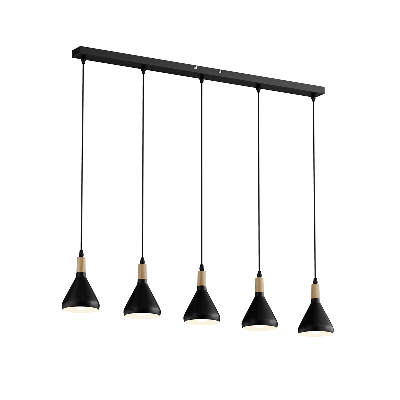 Hanglamp Arina in zwart, 5-lamps