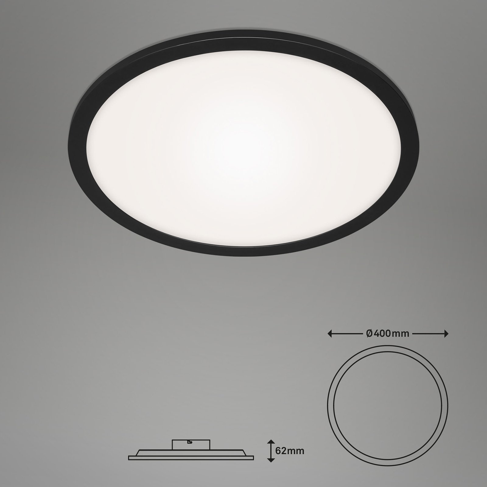 LED-paneeli Piatto CCT, kaukosäädin, pyöreä, musta