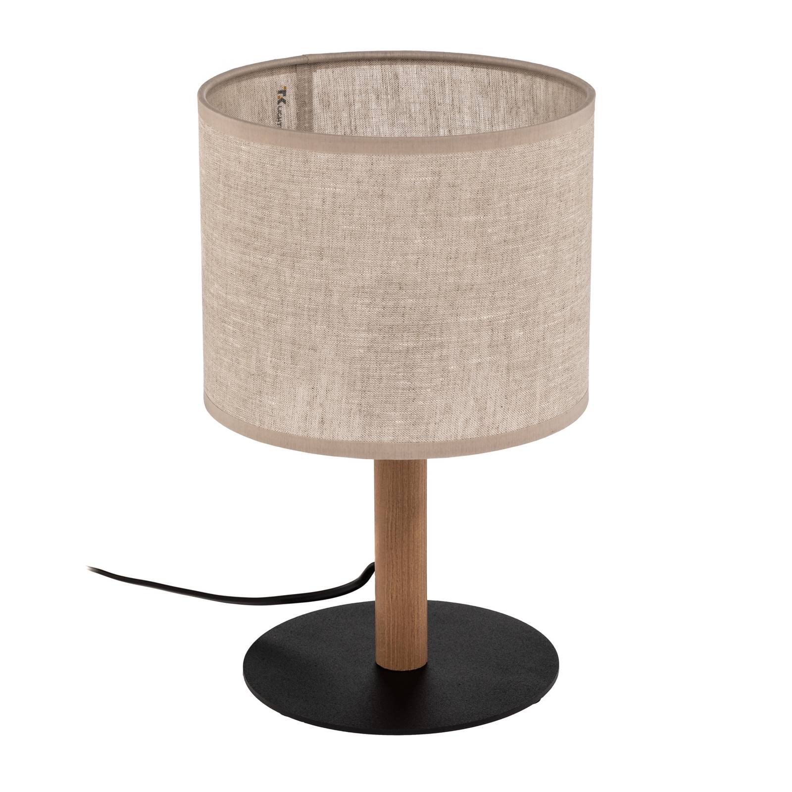 Tischleuchte Deva Nature, Textil, Holz