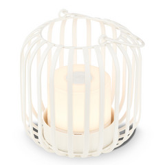LED-batteri-bordlampe 7279 IP44 metalkurv hvid
