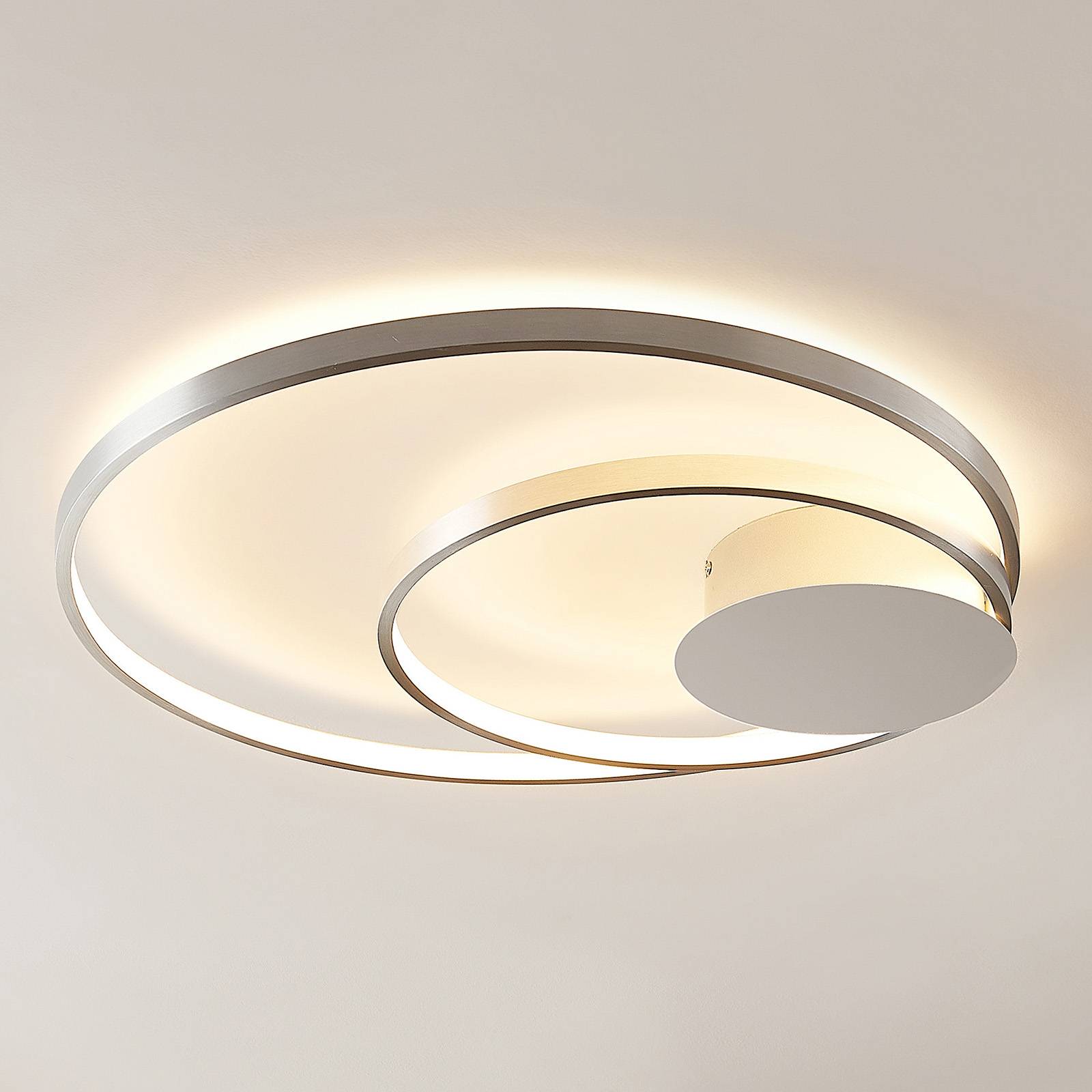 Lampa sufitowa LED Lindby Nerwin, okrągła, aluminium/chrom