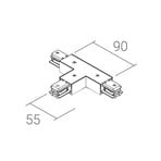 Ivela T-connector SQUARE 48 V, white, protective earth on left