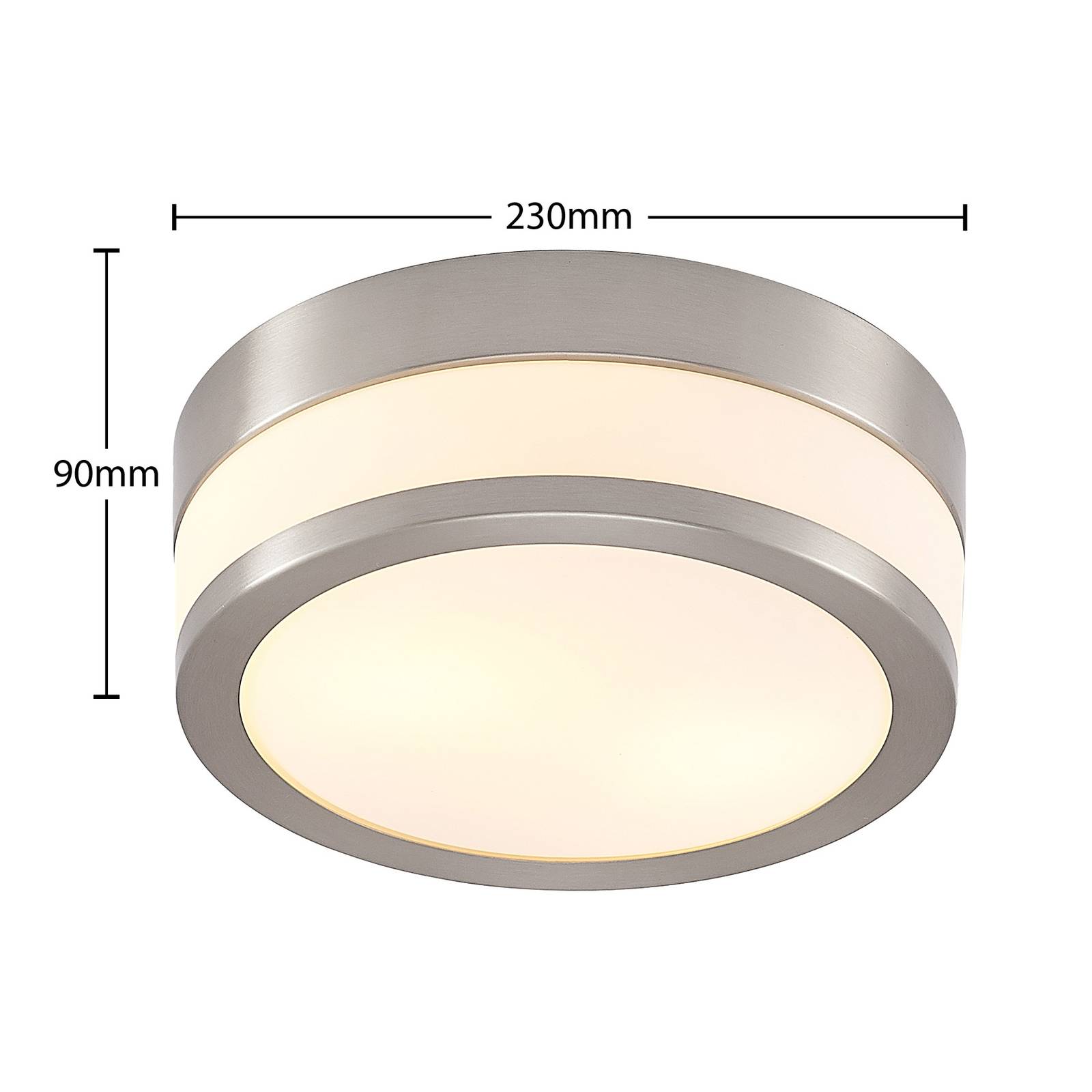 Lampa sufitowa Lindby Flavi, Ø 23 cm, nikiel, szkło, IP44, E27