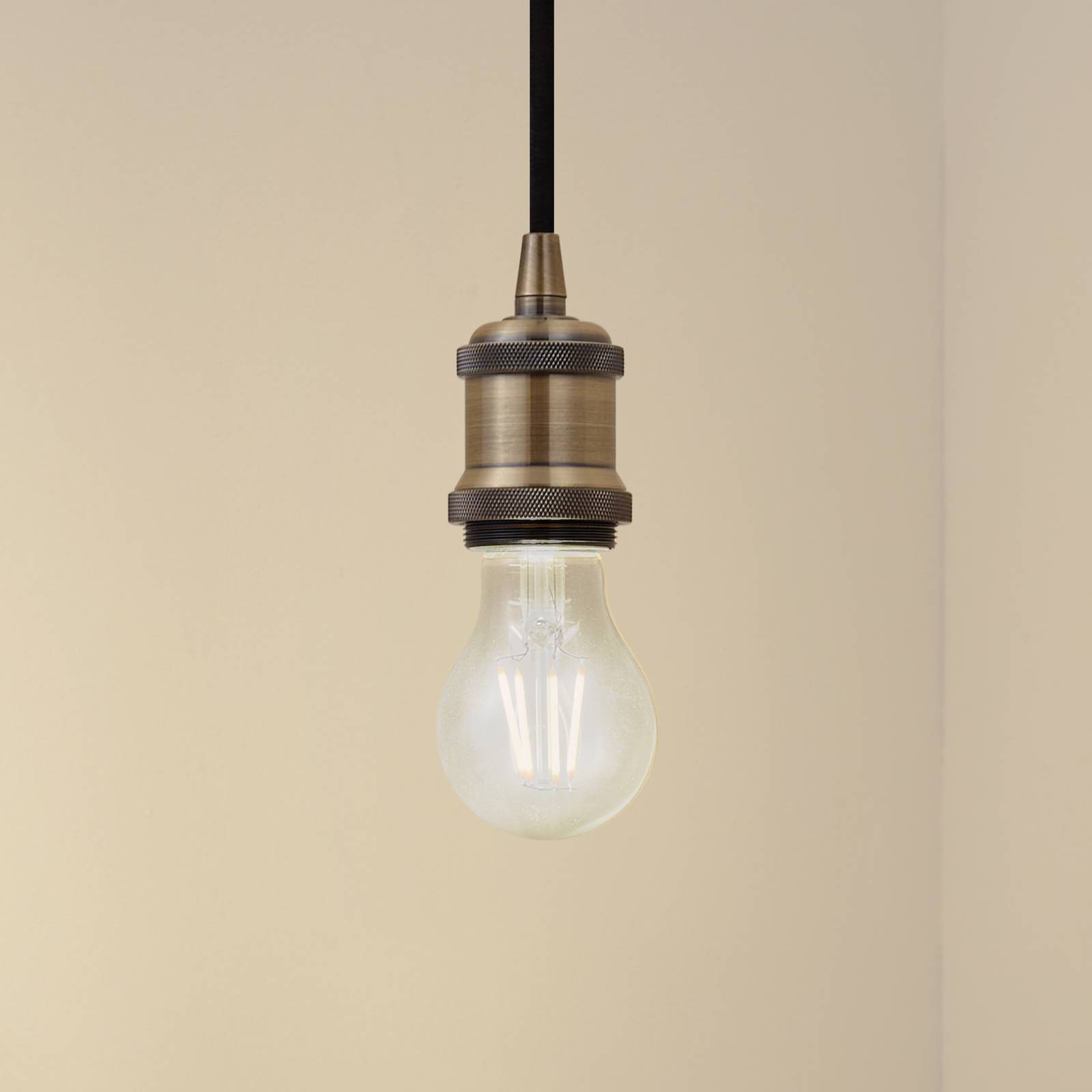 Lindby Pendelleuchte Hattie, messing, Ø 5 cm, Metall, E27 günstig online kaufen