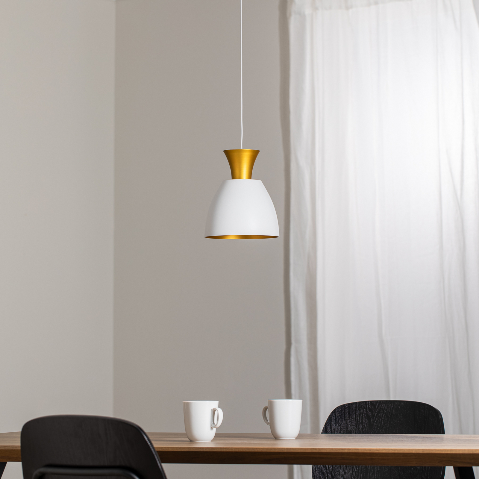 Candeeiro suspenso LED Studio Line 51277, branco/latão, Ø 20 cm