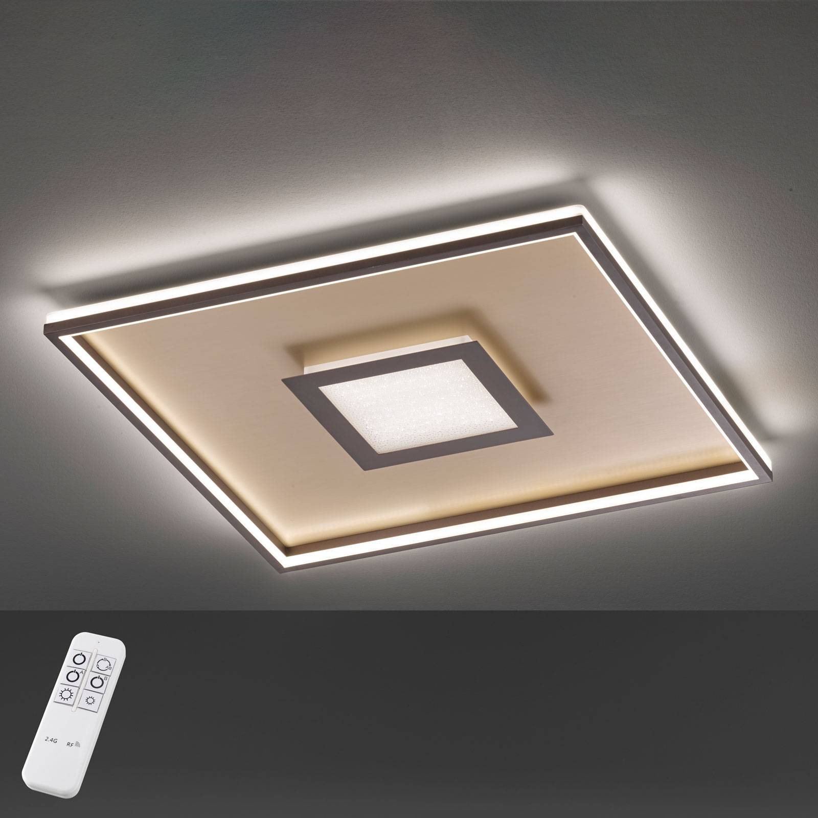 Lampa sufitowa LED Bug kwadratowa, rdza 40x40cm