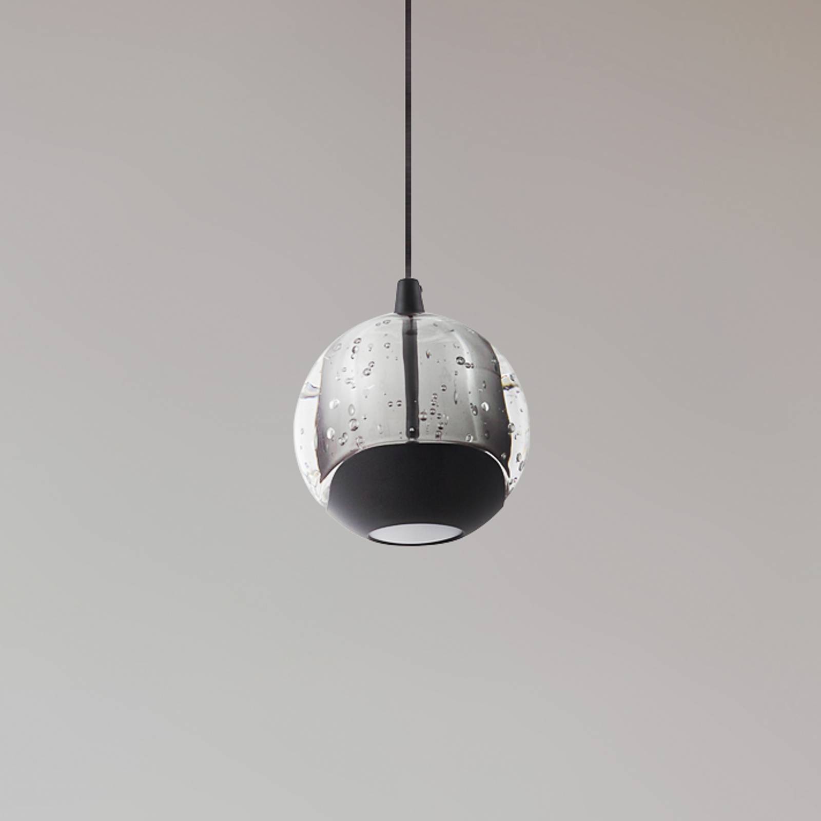 Lucande suspension LED Hayley, noir, à 1 lampe, verre