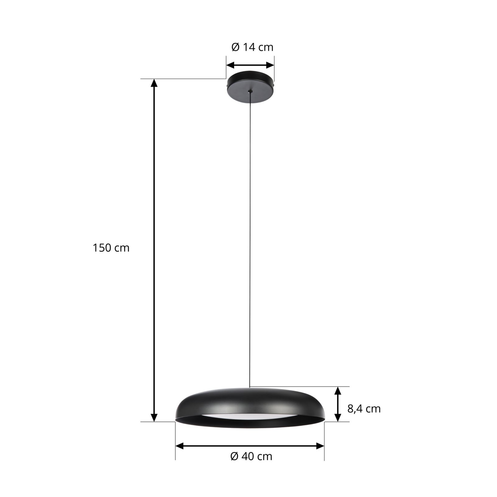 Florie LED-hængelampe, sort, metal, Ø 40 cm – Lindby