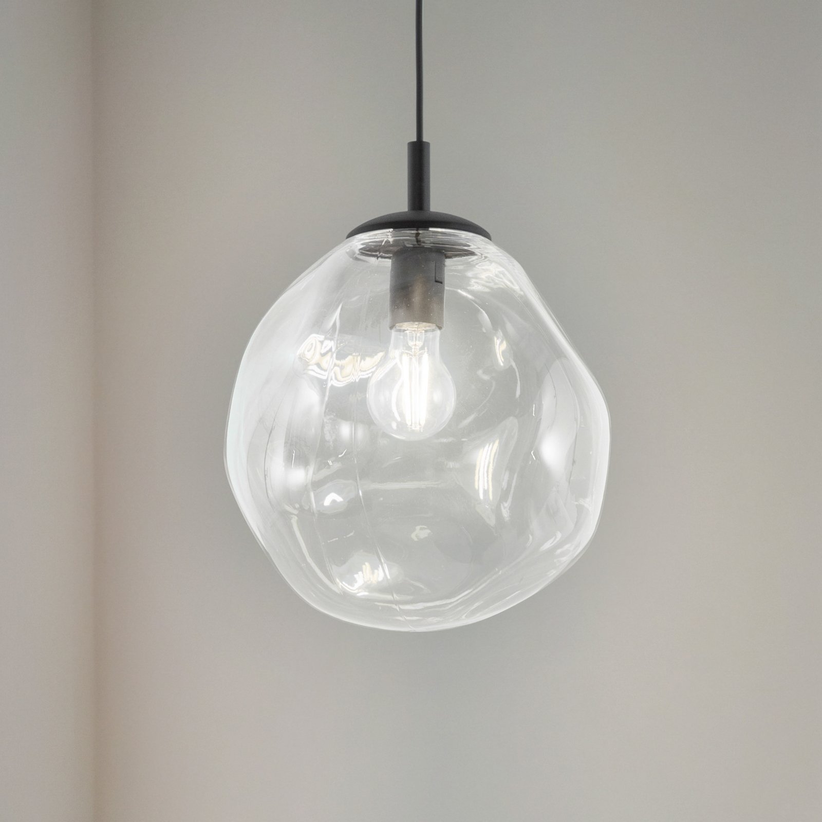 Sol Mini hanglamp, glas, Ø 25 cm, zwart/helder