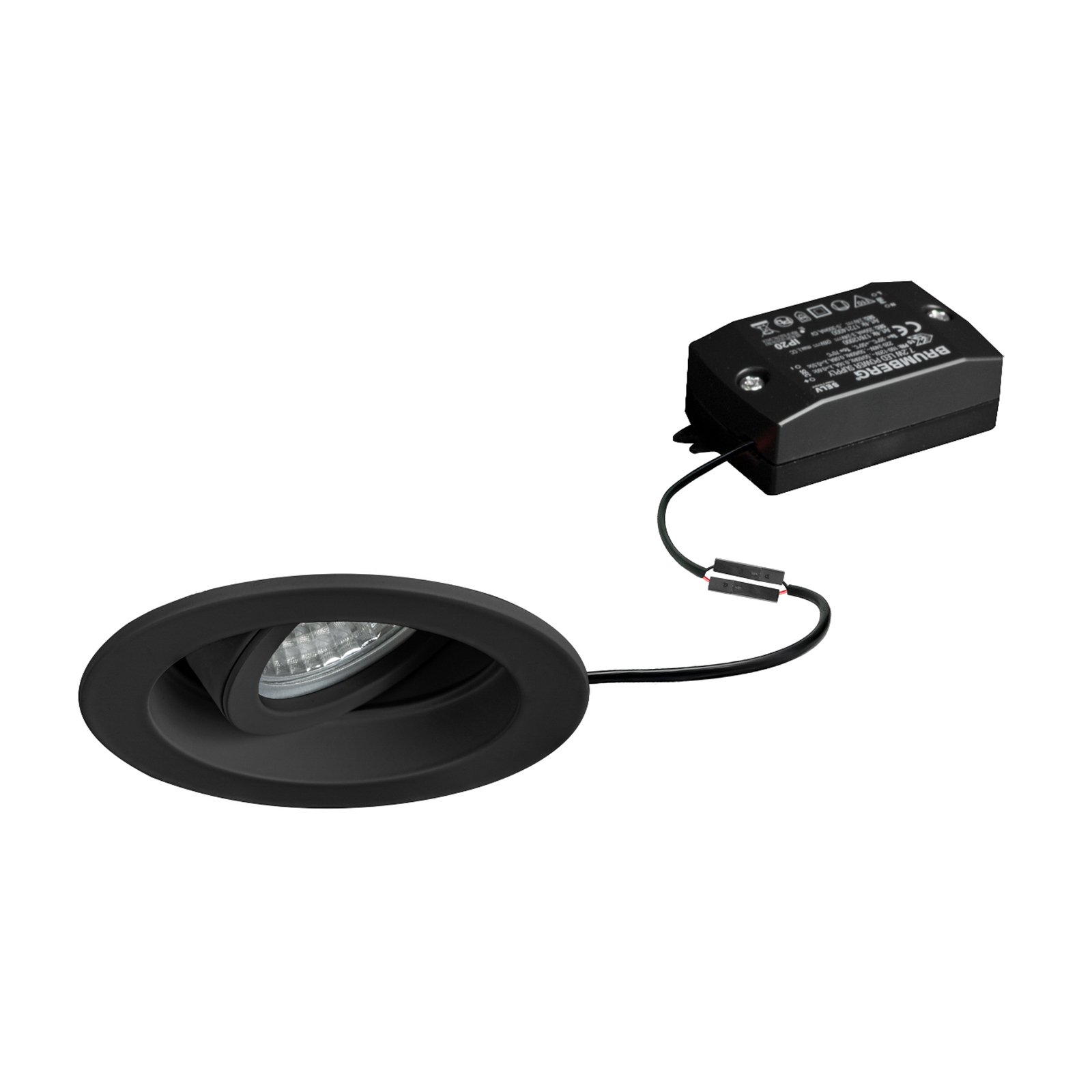 BRUMBERG Tirrel deep LED recessed spotlight on/off 830 round, black