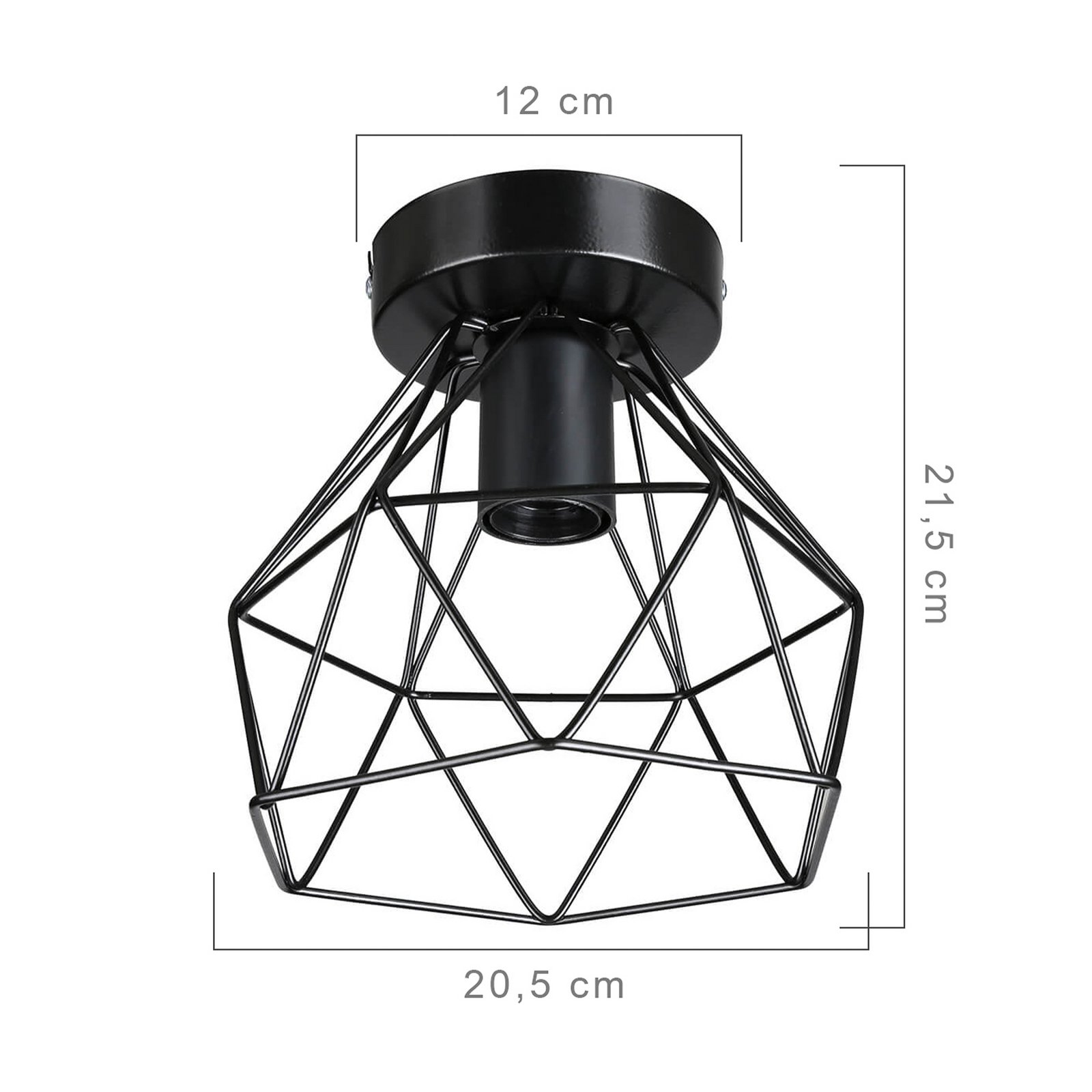 Taklampe Patara, svart, Ø 20 cm, gitterlampeskjerm, metall Taklampe Patara, svart, Ø 20 cm, gitterlampeskjerm, metall