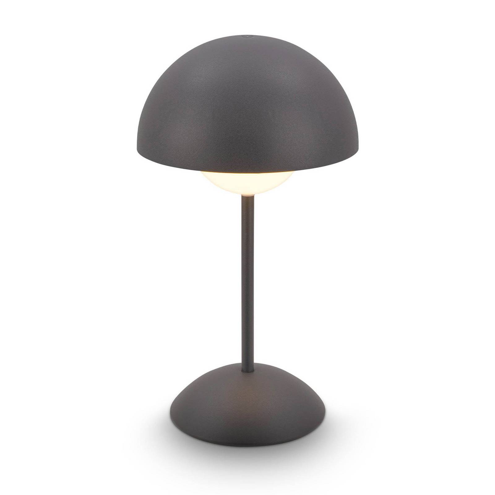 LED-Akku-Tischleuchte Kugle, anthrazit, Metall, IP44, dim.