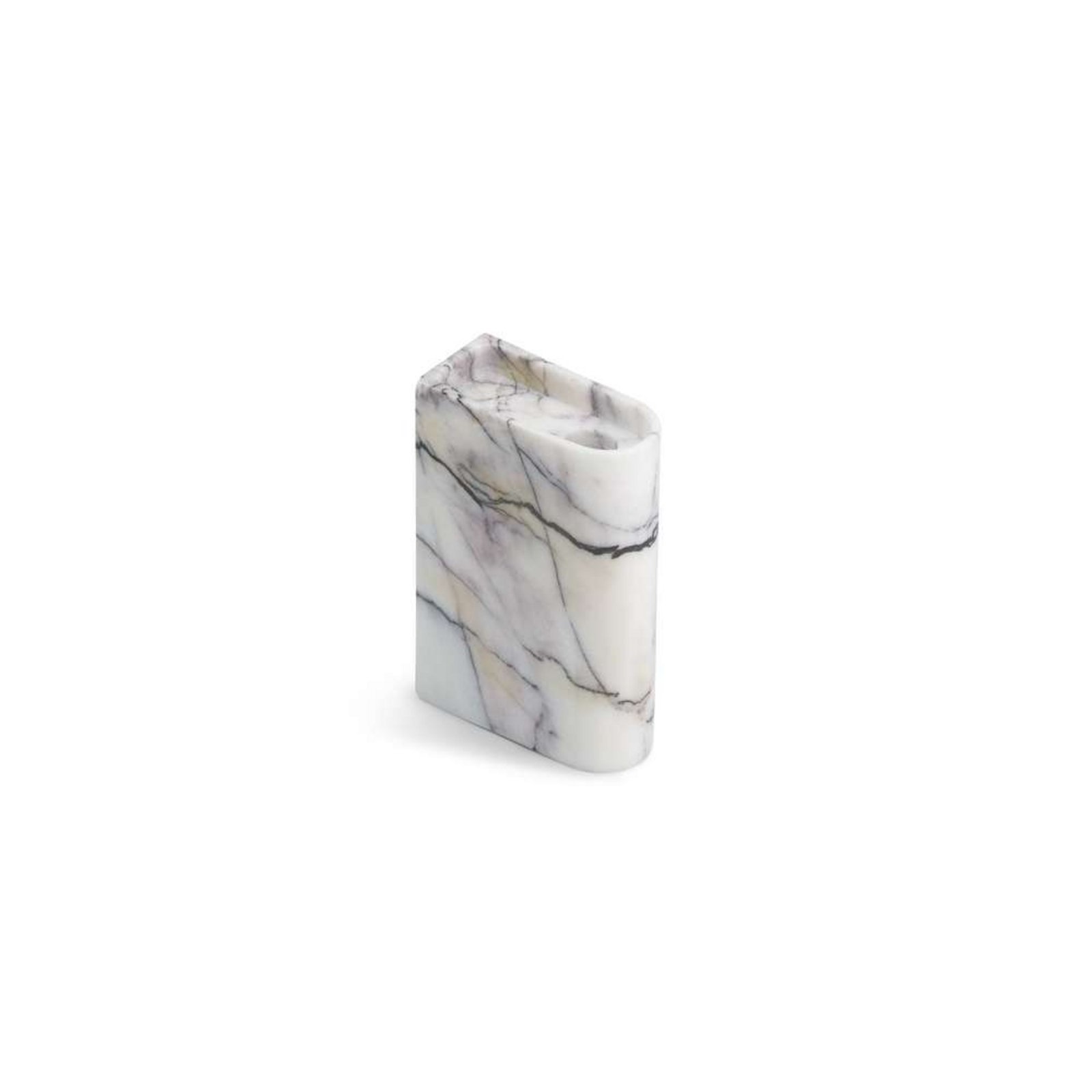 Monolith Candle Holder Medium Mixed White Marble - Northern