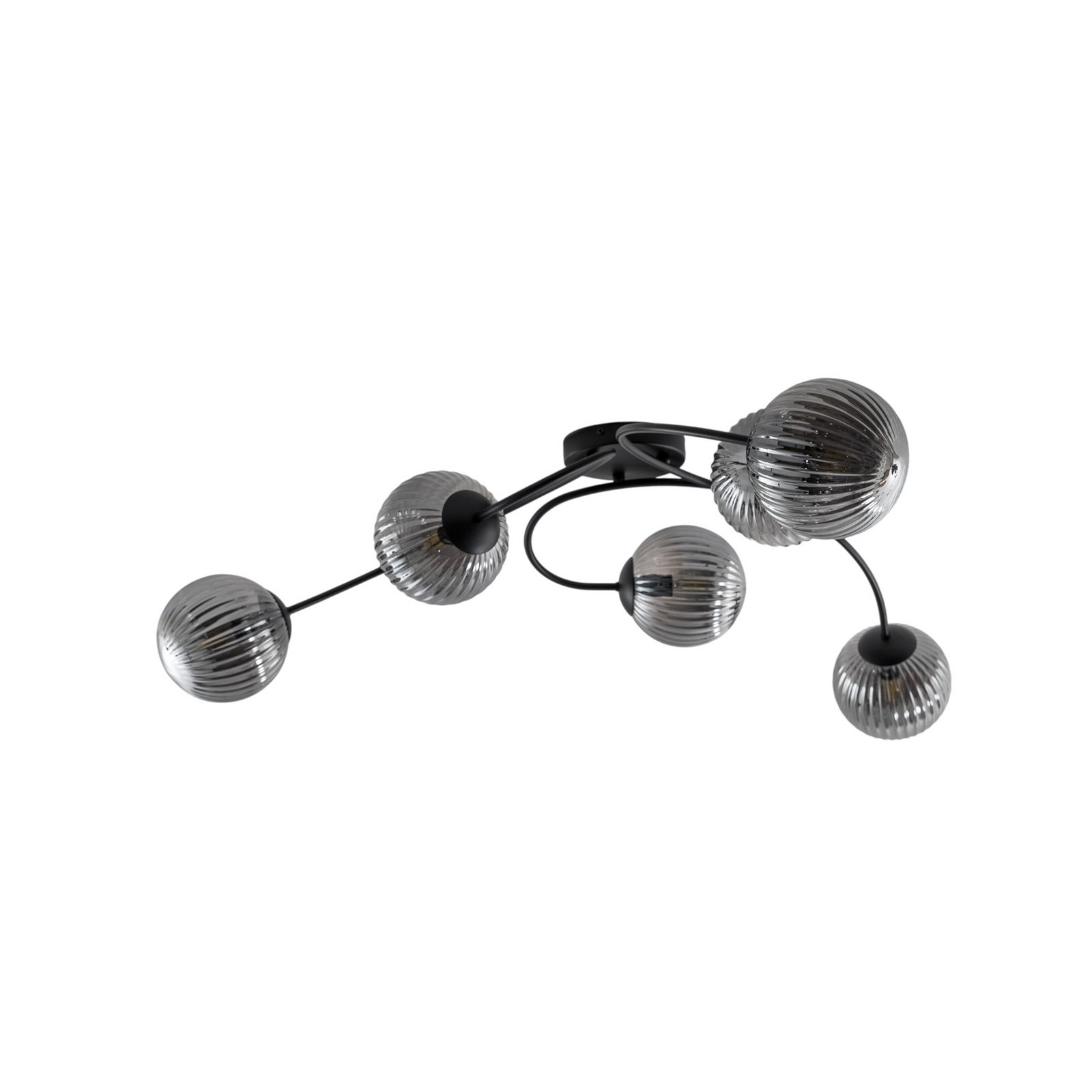 Vibra ceiling lamp, smoke grey/black, length 97 cm, 6-bulb.