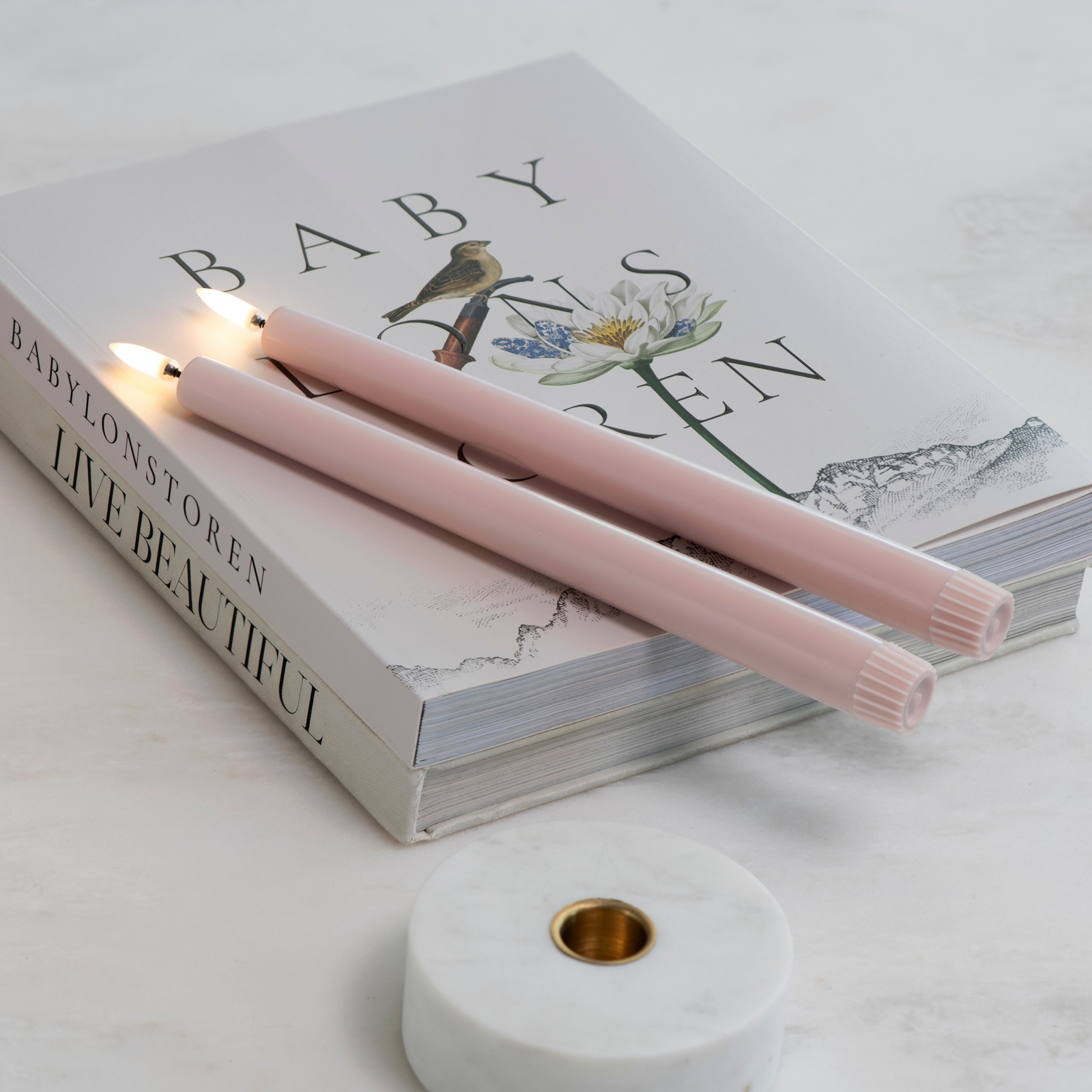 TAPER LED-ljusstake, 2-pack, rosé, höjd 25 cm – Uyuni Lighting