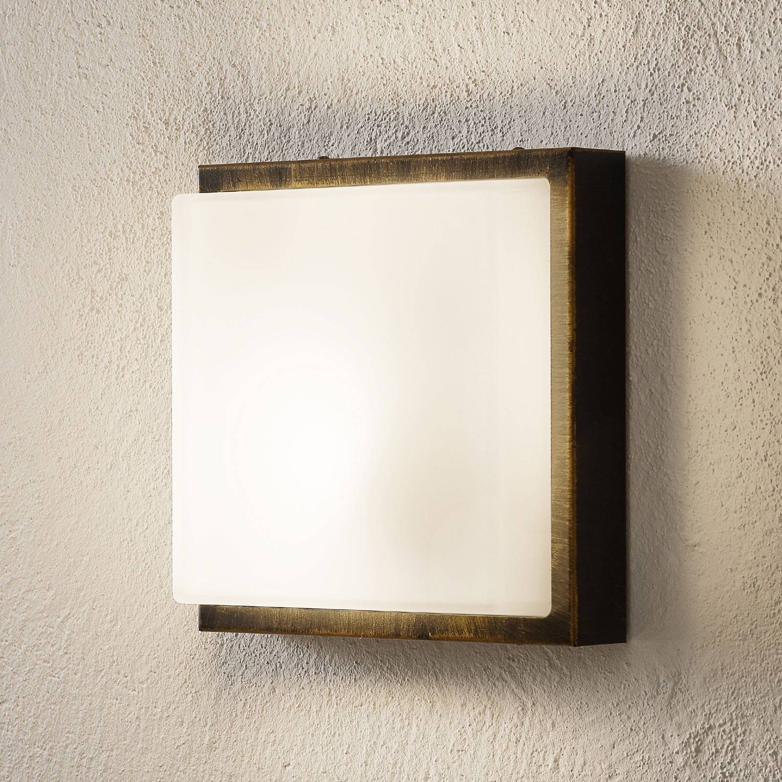 LCD Ernest wall lamp E27 motion sensor black and gold, aluminium, stainless steel, opal glass, E27, 13 W, energy efficiency: A++, W: 25 cm, H: 25 cm