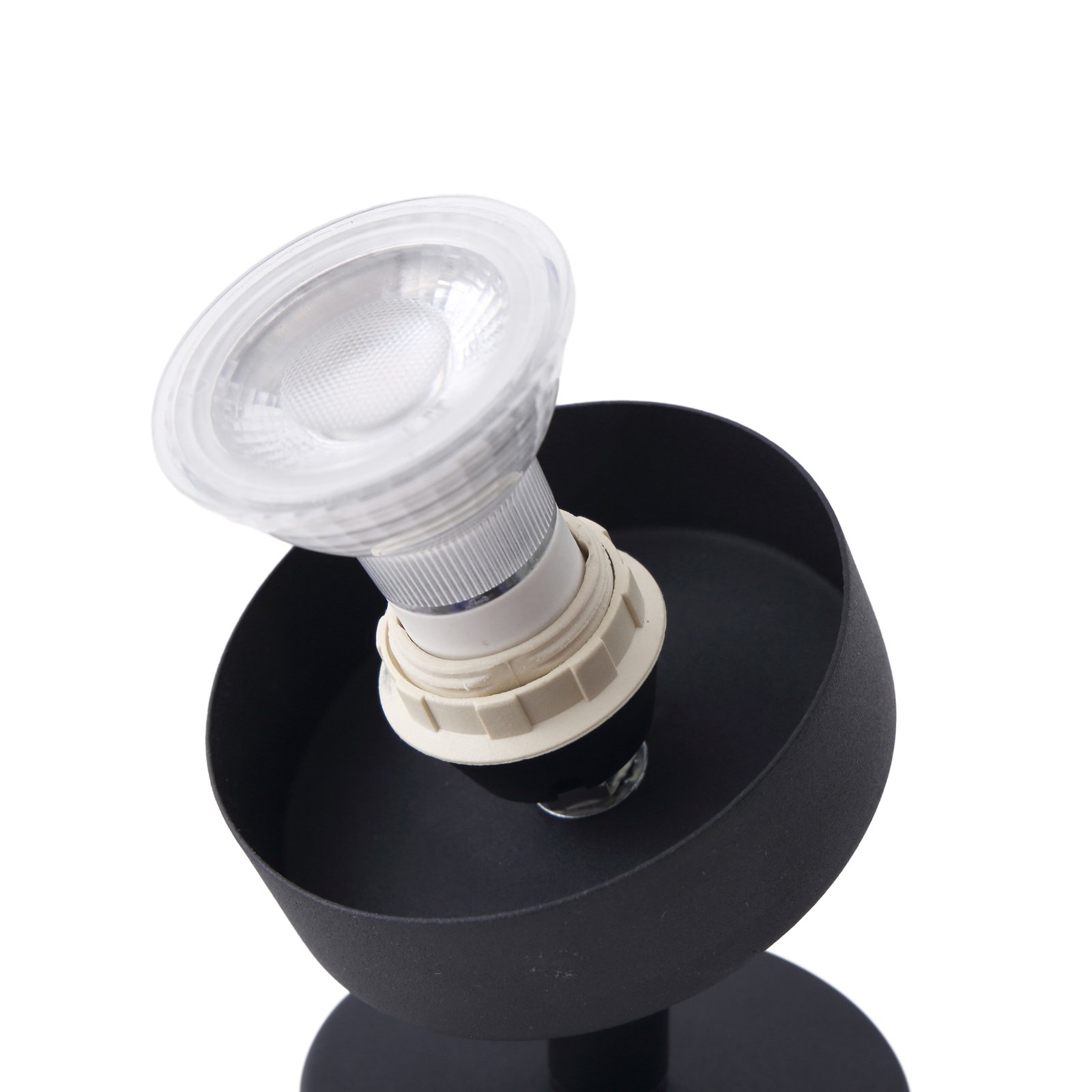 Lindby wandlamp Ediz, GU10, zwart, hout, Ø 12,7 cm