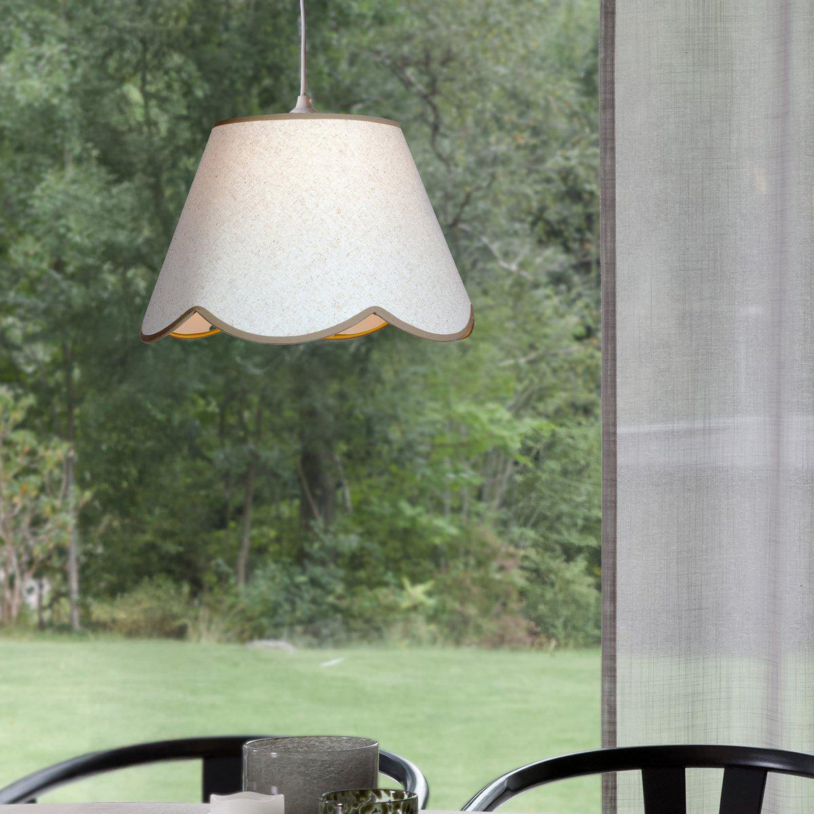 PR Home żyrandol Nell, beżowa, Ø 35 cm, E27, materiał