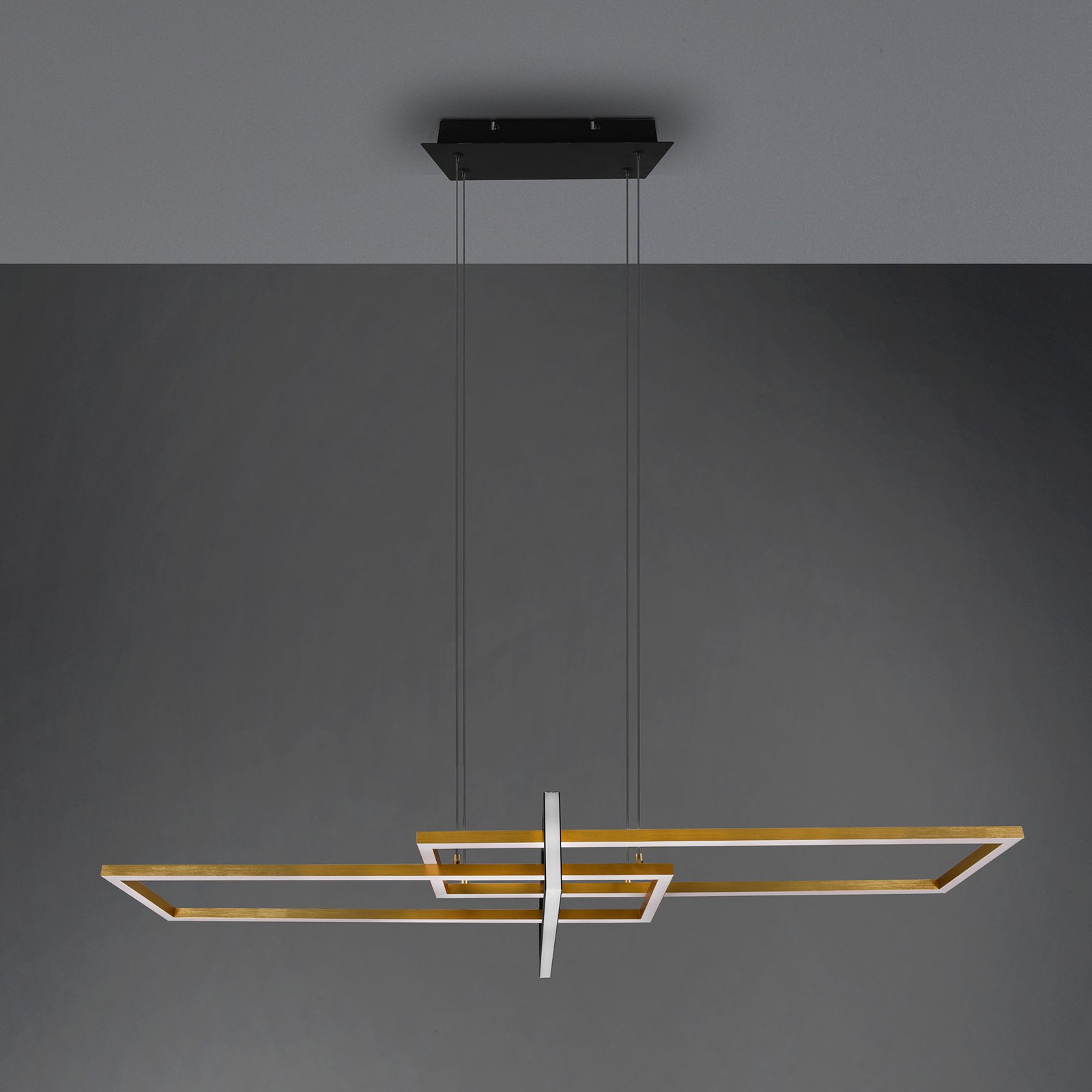 Salinas LED pendant light, brass-coloured, metal, 110 cm long