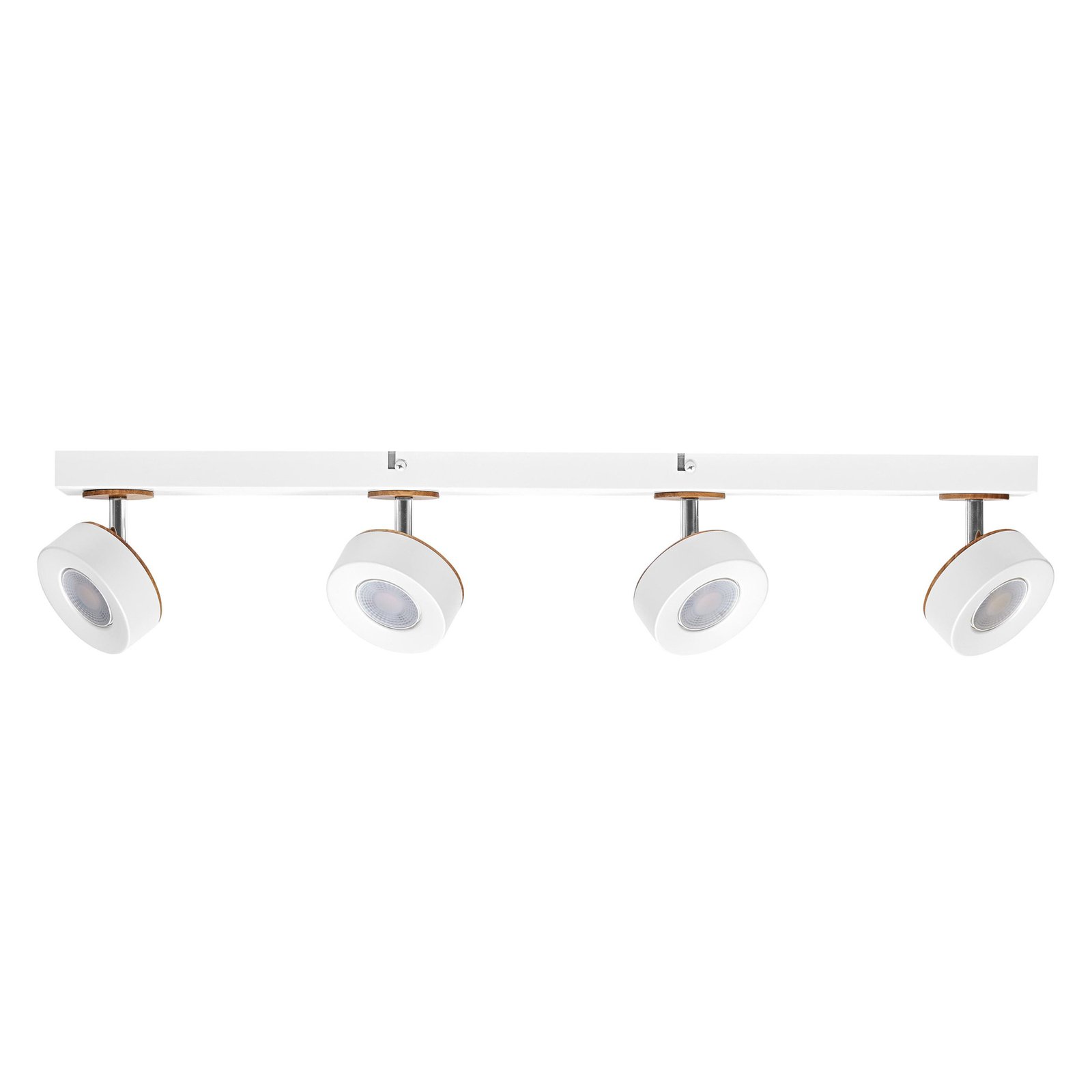 LEDVANCE Spot pour plafond LED Pluto, acier, bois, à 4 lampes, blanc