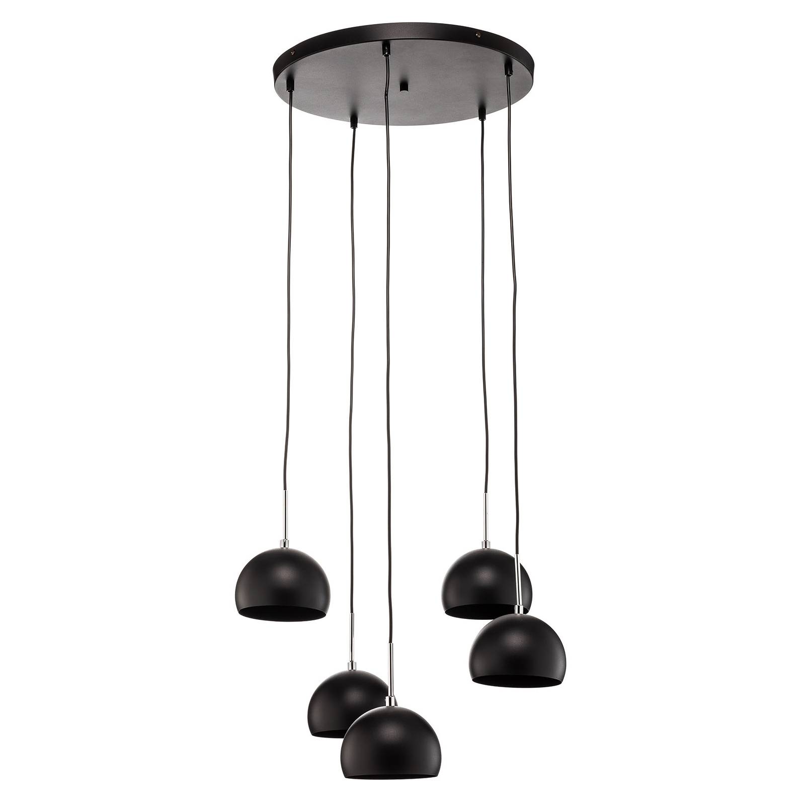 Suspension Cool à cinq lampes ronde noire