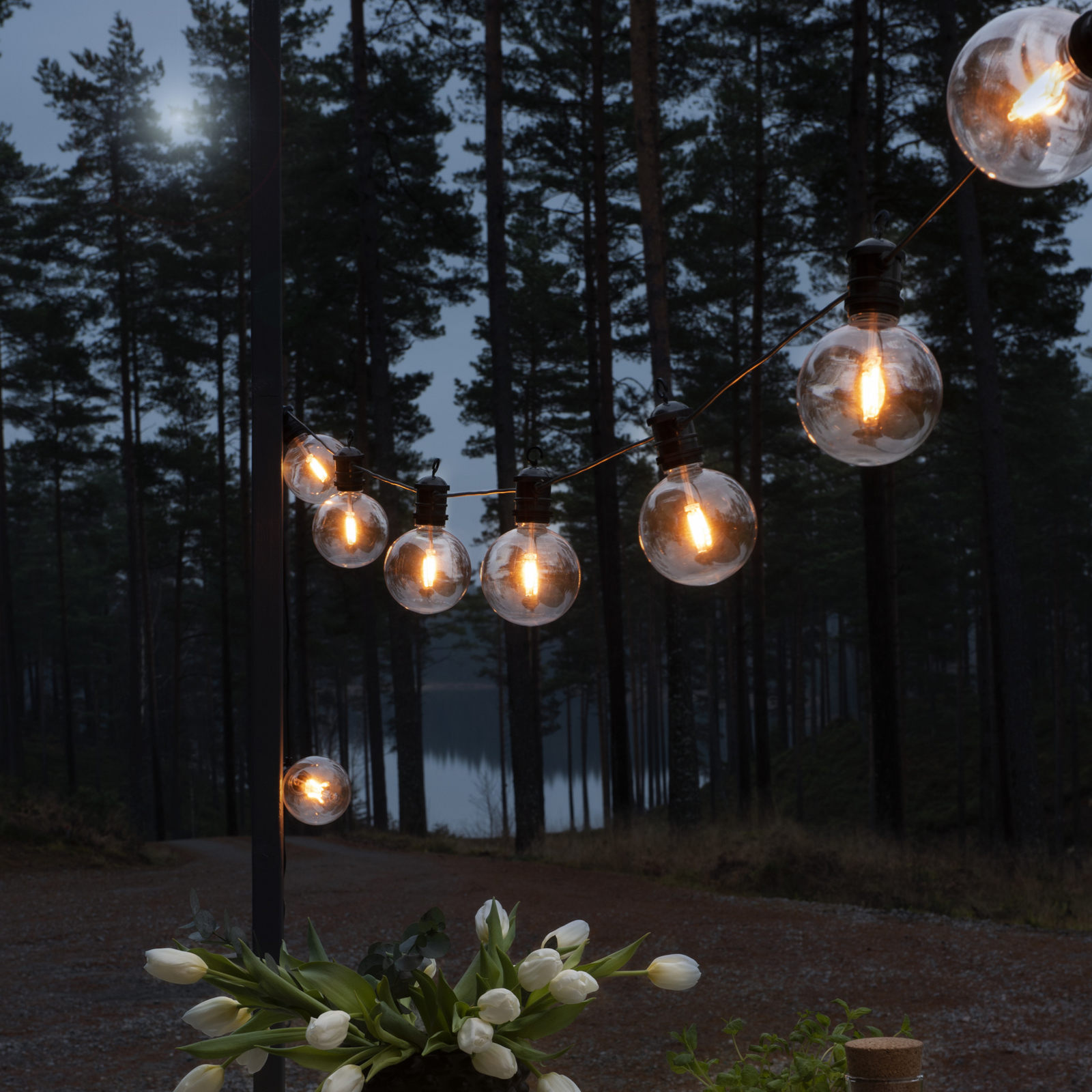 LED lichtketting op zonne-energie voor feestjes, 7 W, amberkleurig, IP44, 1800 K
