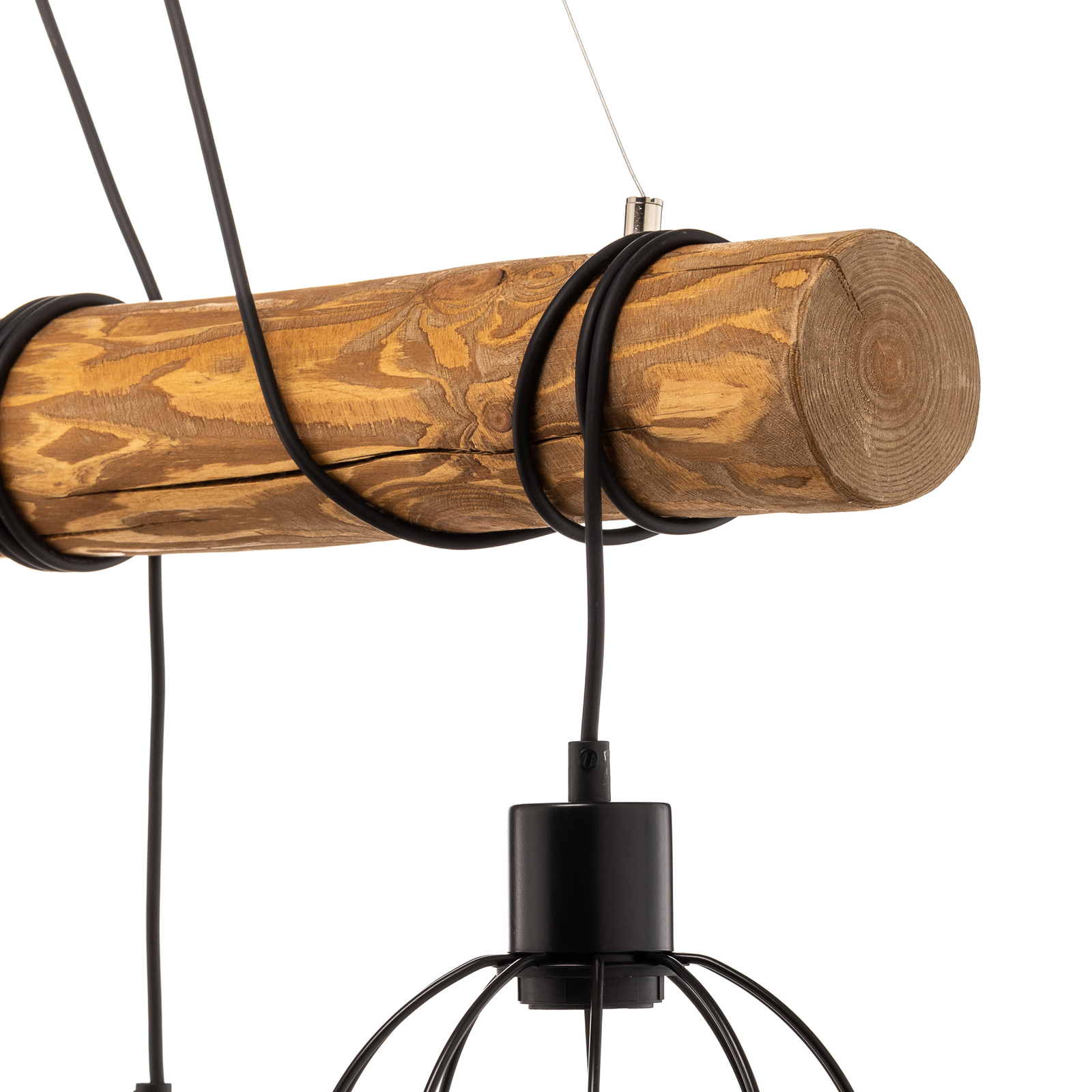 Függő lámpa Karou, 6-izzós, fenyőfa, barna
