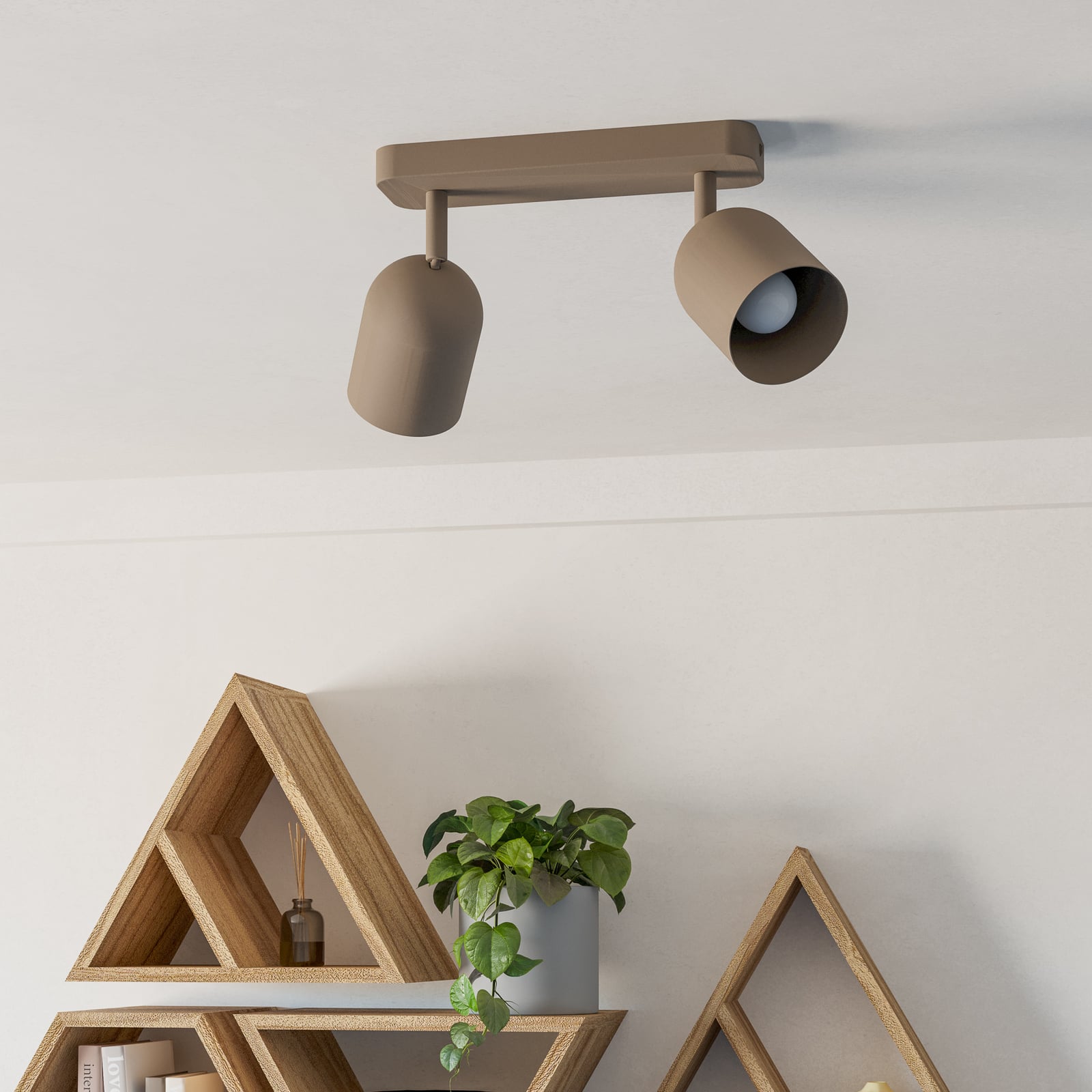 Deckenstrahler Tilston, beige, Länge 28 cm, 2-flg., Stahl