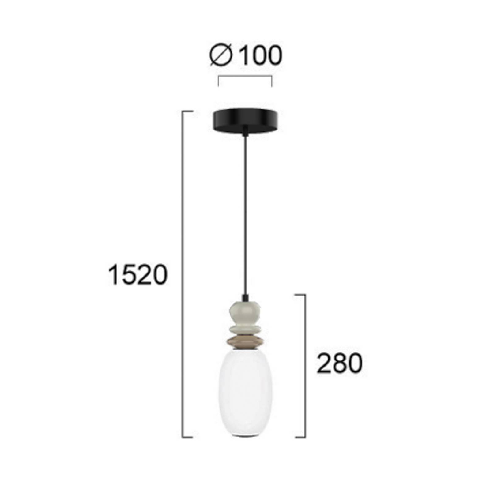 LED-Pendellampe Gemma, Höhe 28 cm, bunt, Glas/Keramik/Metall günstig online kaufen