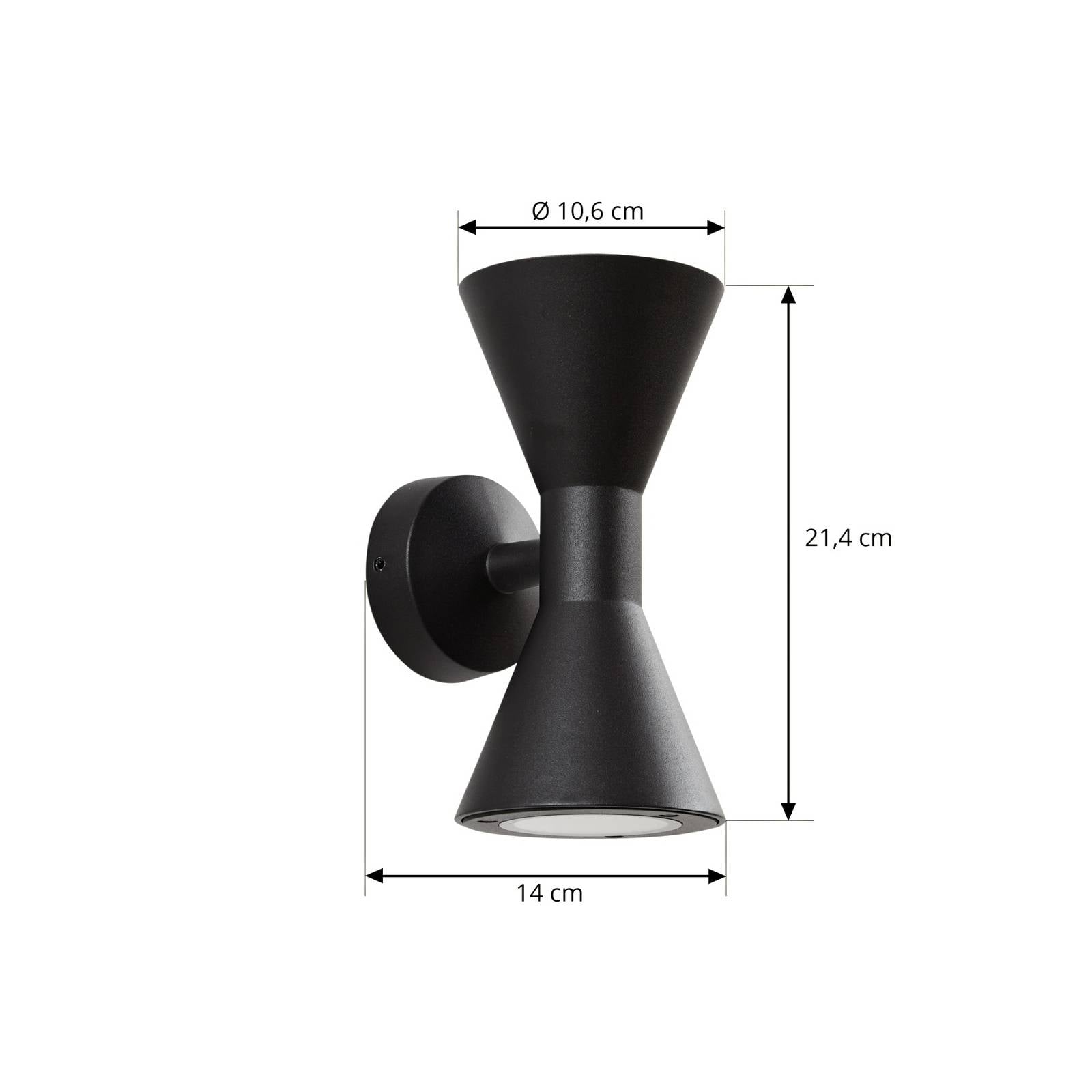 Kinkiet zewnętrzny Lucande Xalor, czarny, IP65, metal, GU10