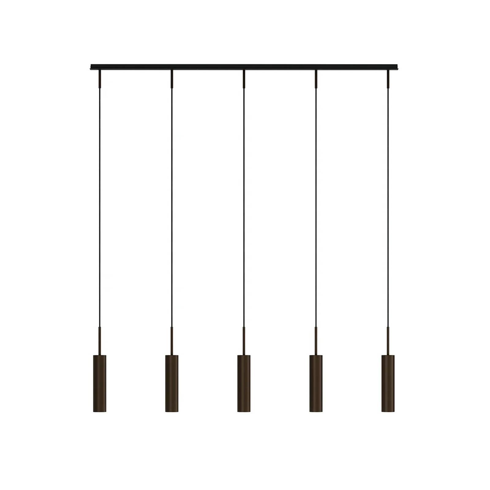 Audo függőlámpa Tubulaire Rail, 5 lámpás, bronzszínű, alumínium