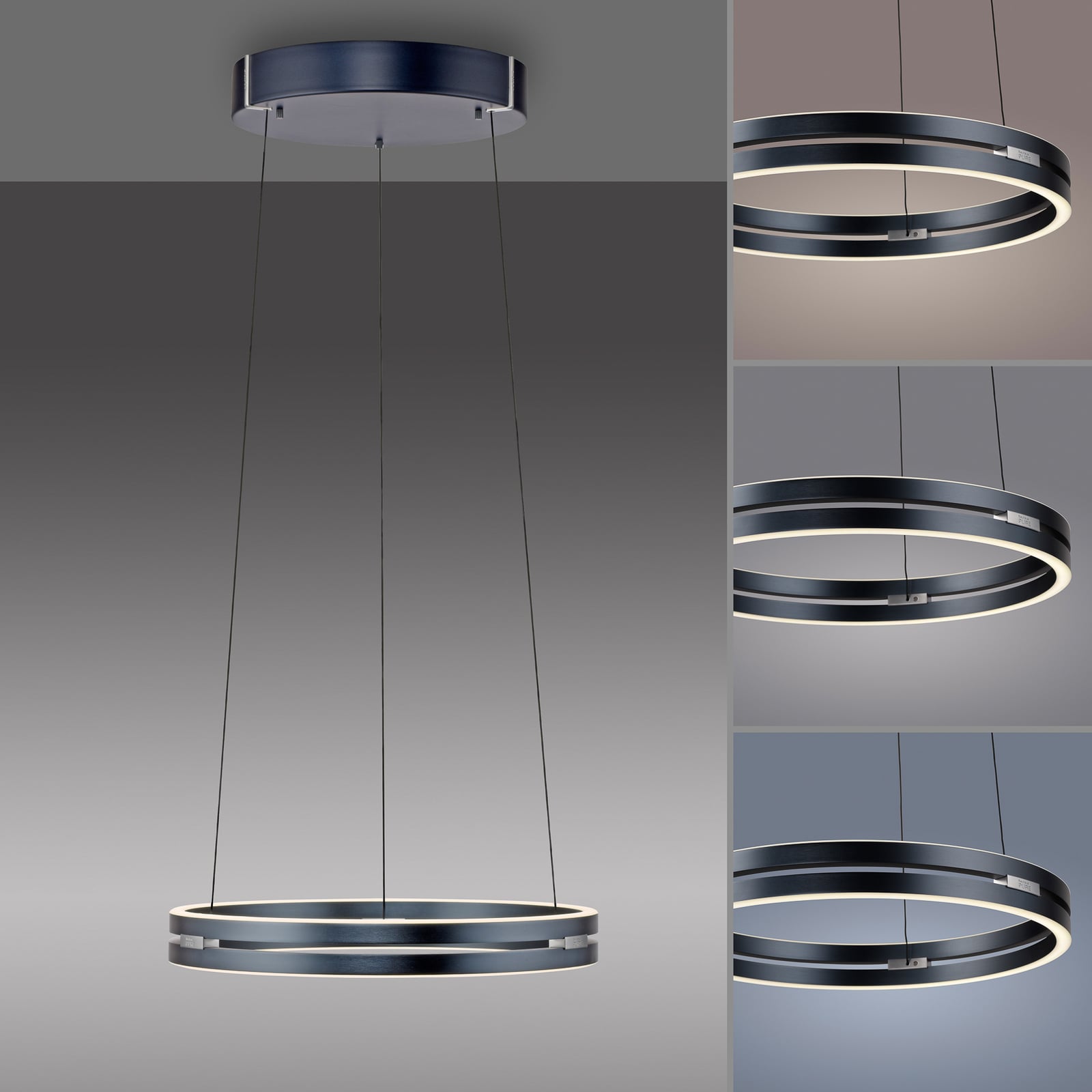 E-Loop LED-Hängelampe, mystic grey, Ø 50 cm, Alu, CCT - PURE E-Loop LED-Hängelampe, mystic grey, Ø 50 cm, Alu, CCT - PURE