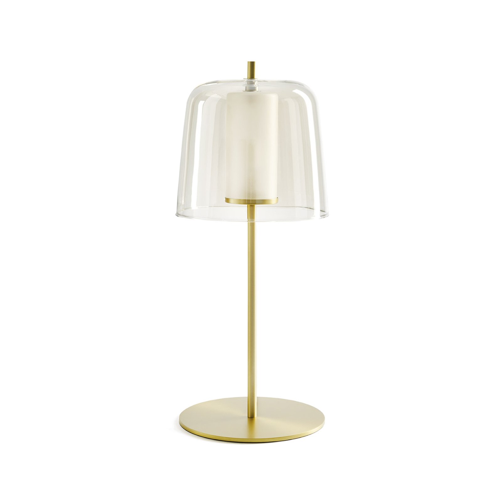 Frida table lamp, gold frame, sand outer lampshade