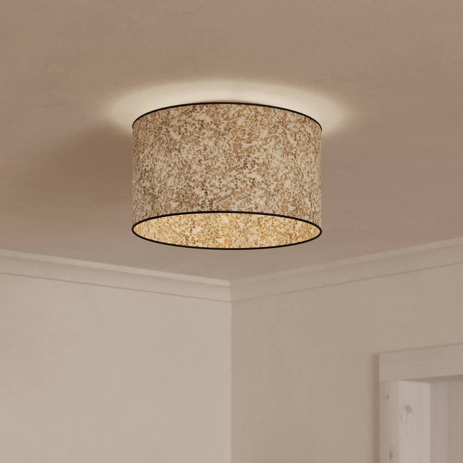 Butterburn loftlampe, Ø 38 cm, beige/grøn, stof