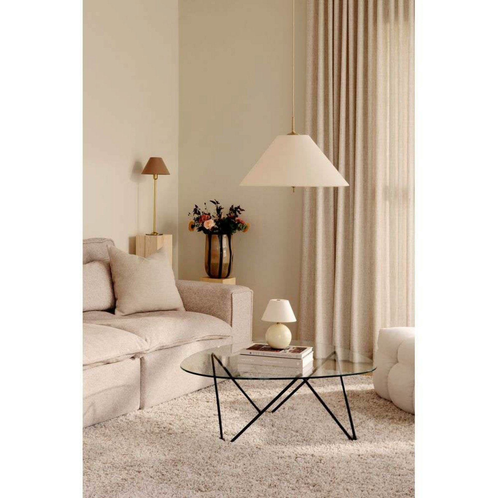 Globen Lighting Hängeleuchte IRIS, creme, Ø 50 cm