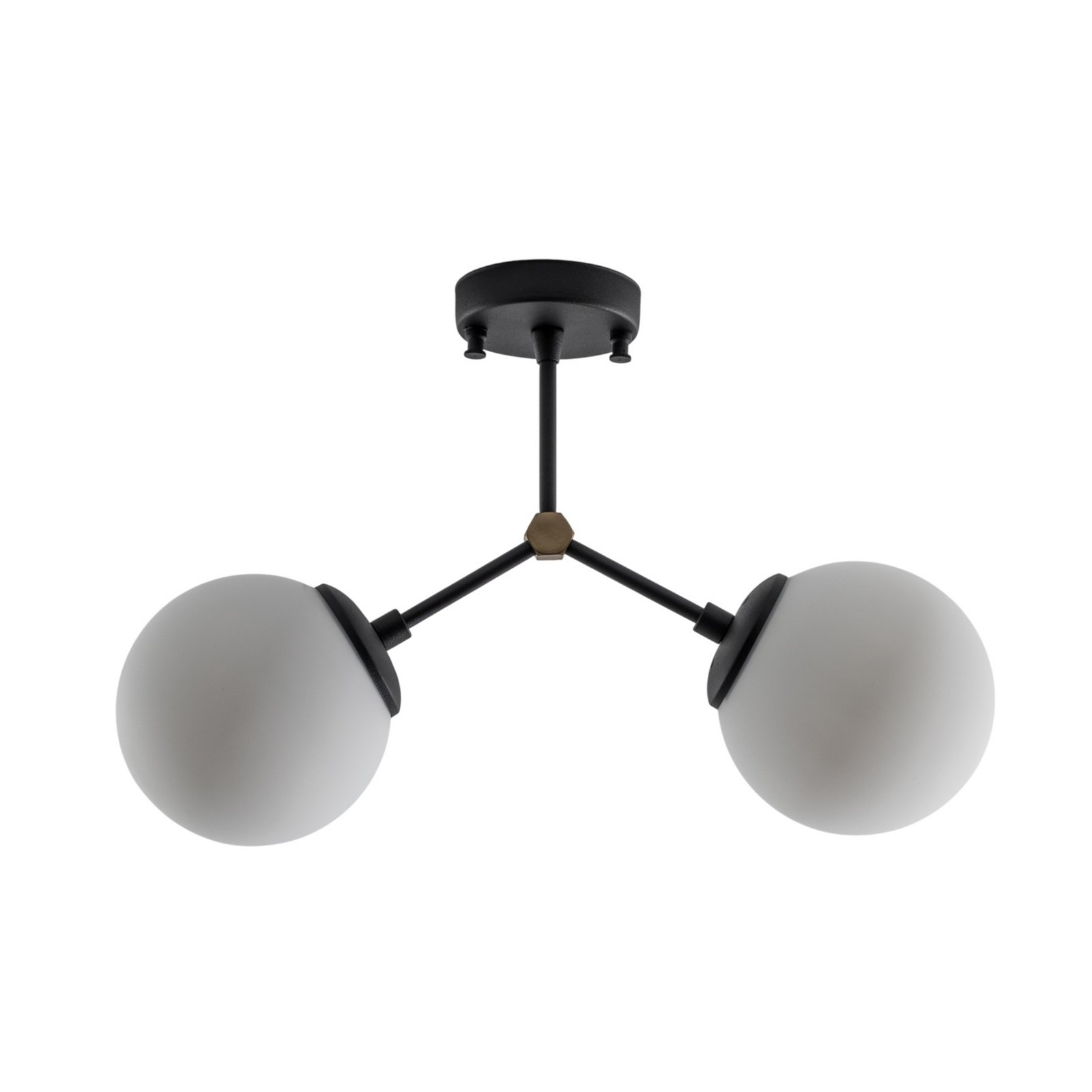 Candeeiro de teto Damar, preto, vidro, 2 lâmpadas, comprimento 44 cm Candeeiro de teto Damar, preto, vidro, 2 lâmpadas, comprimento 44 cm