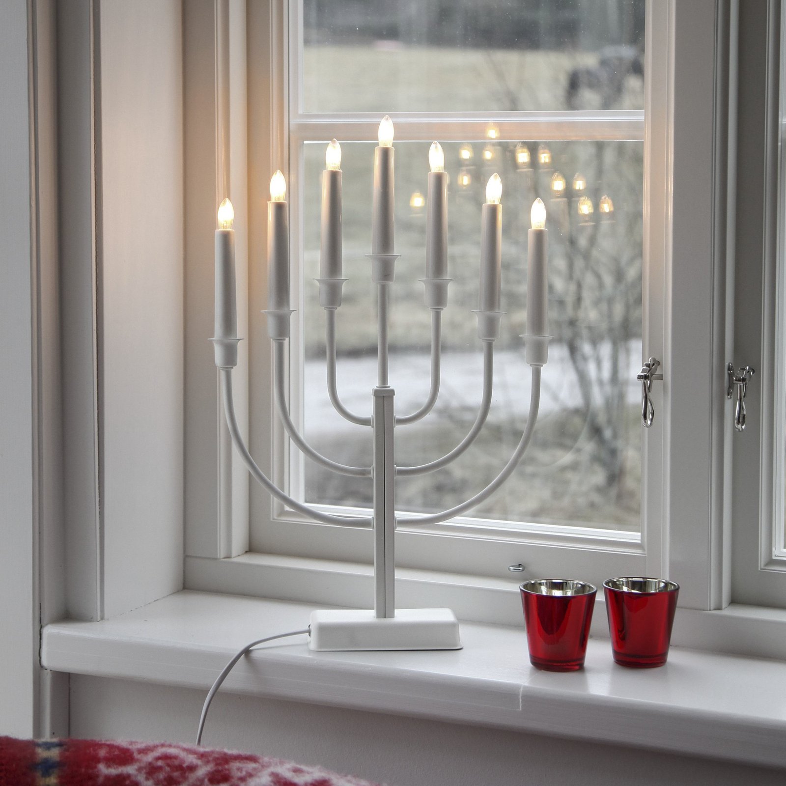 Kristina candelabra, white, metal, height 47 cm, 7-bulb