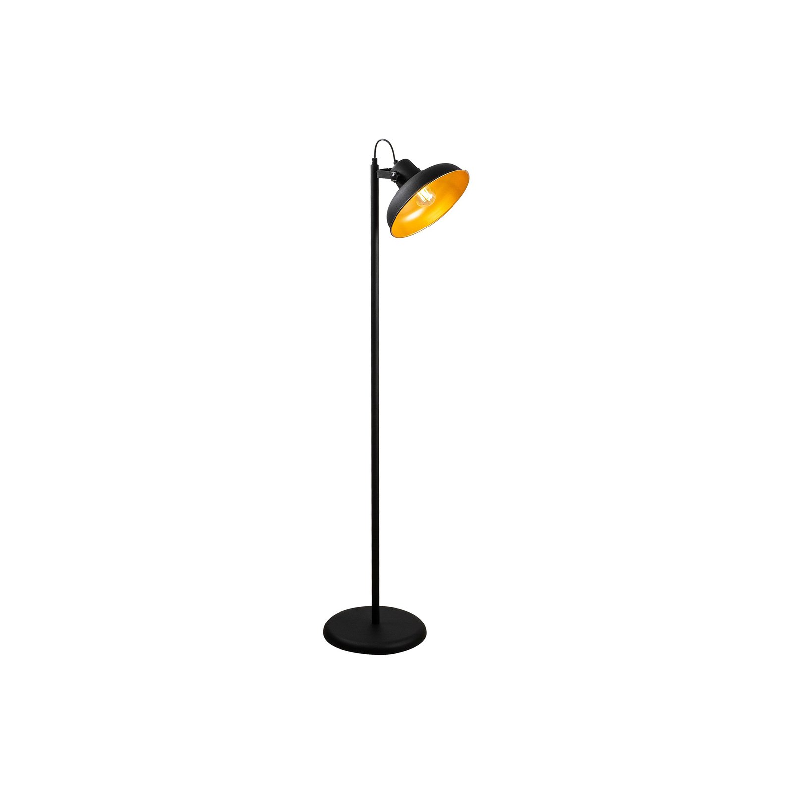 Lampe sur pied Lik 4036, inclinable, noire/dorée