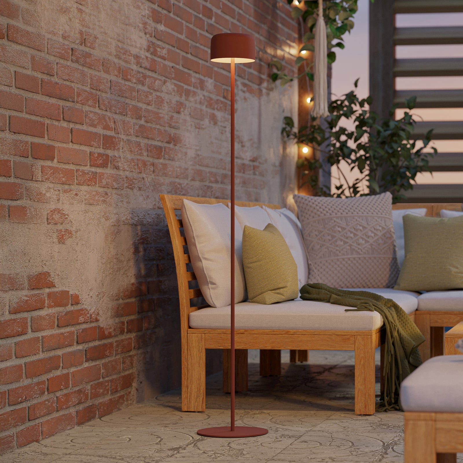 Päikesepaneeliga LED-terrassilamp oranž, kõrgus 120 cm