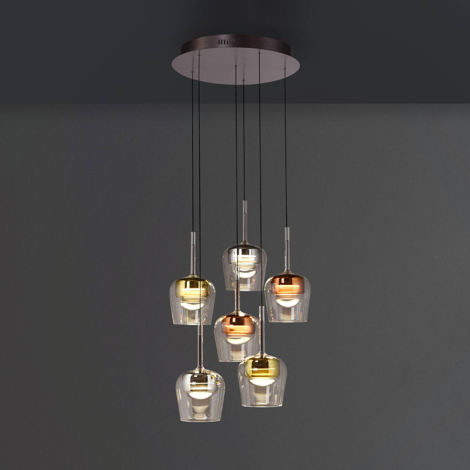 Q-Smart-Home Paul Neuhaus Suspension Smart LED Q-Kon multicolore à 6 lampes