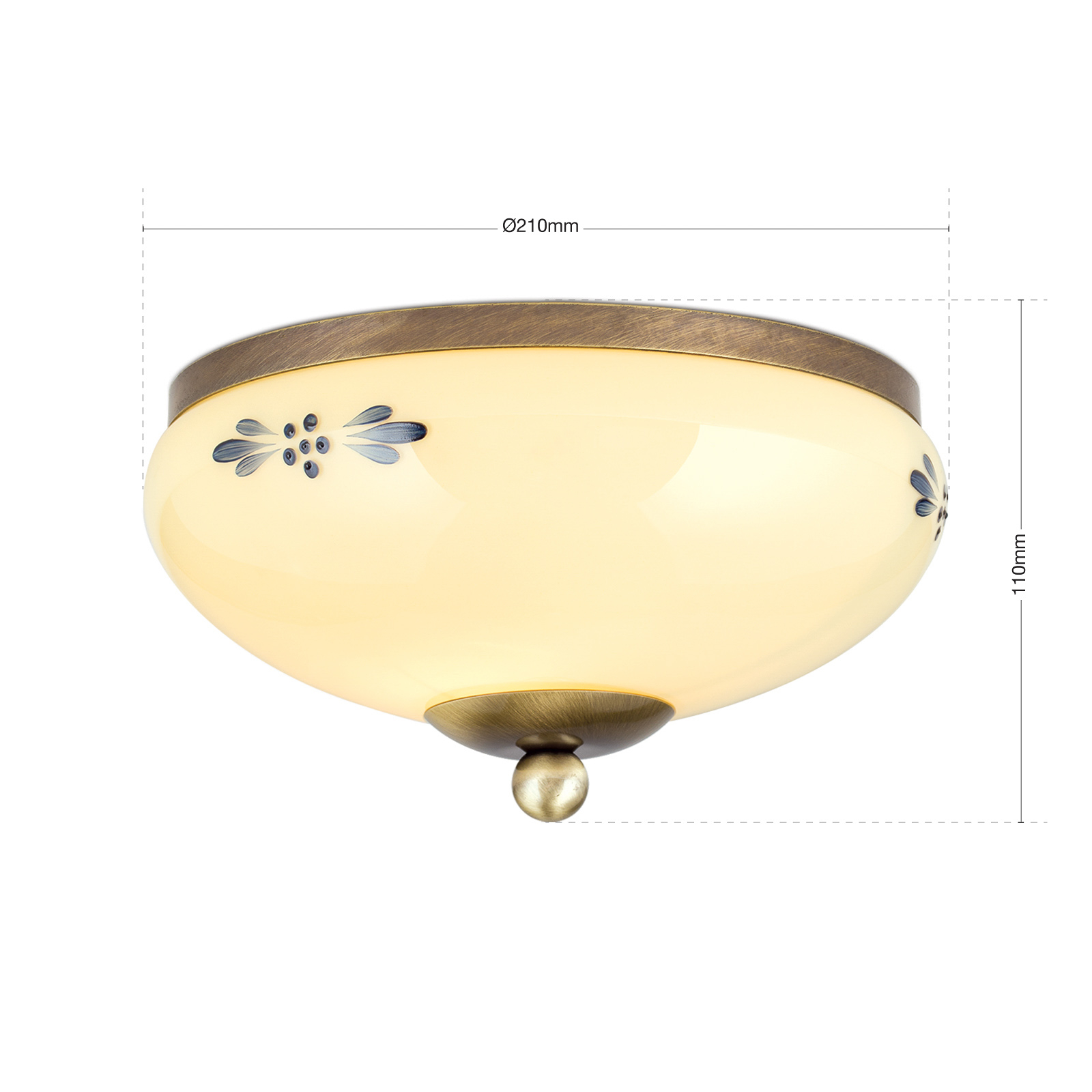 Deckenlampe Landhaus mit handbemaltem Glas